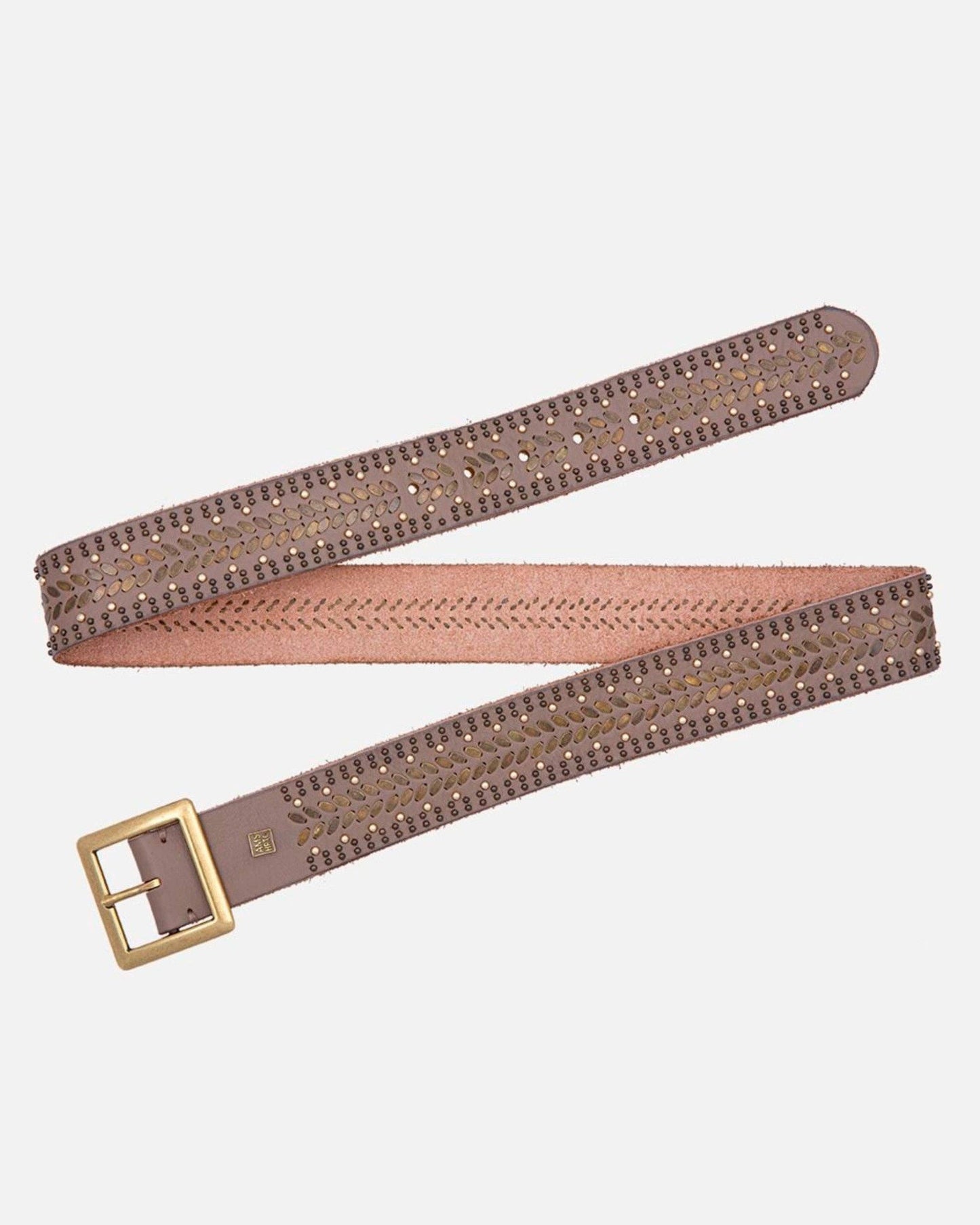 Ezra | Gold and Silver Buckle Square Studded Leather Belt