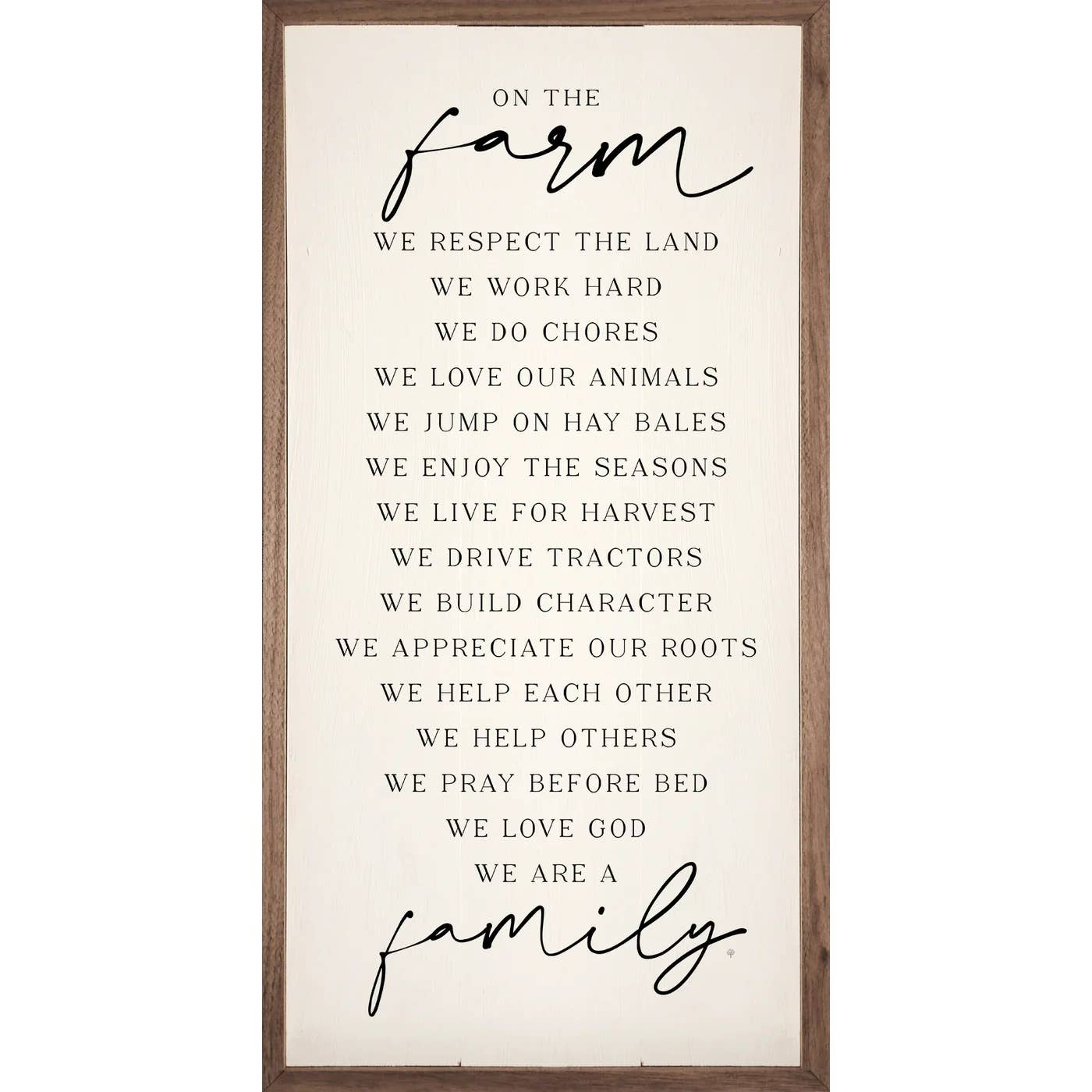 On The Farm We Are Family White - 18"x36"x1.5"