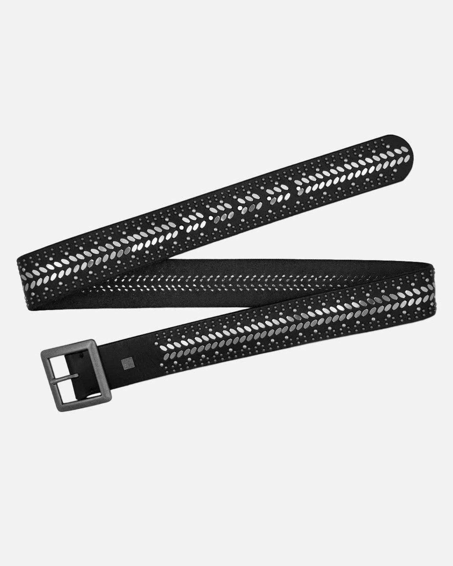 Ezra | Gold and Silver Buckle Square Studded Leather Belt