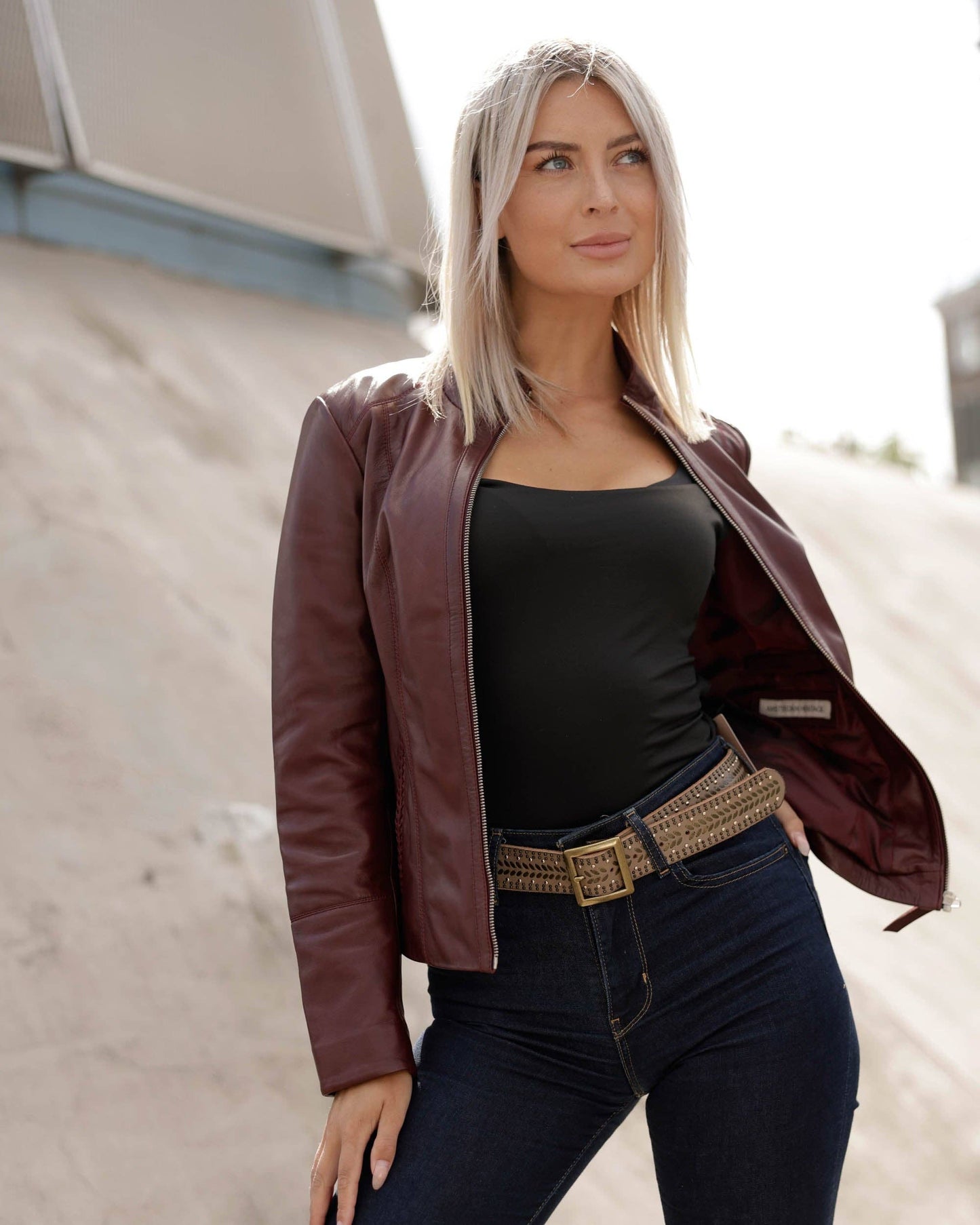 Ezra | Gold and Silver Buckle Square Studded Leather Belt