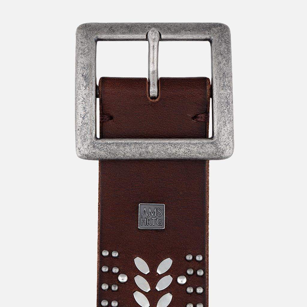 Ezra | Gold and Silver Buckle Square Studded Leather Belt