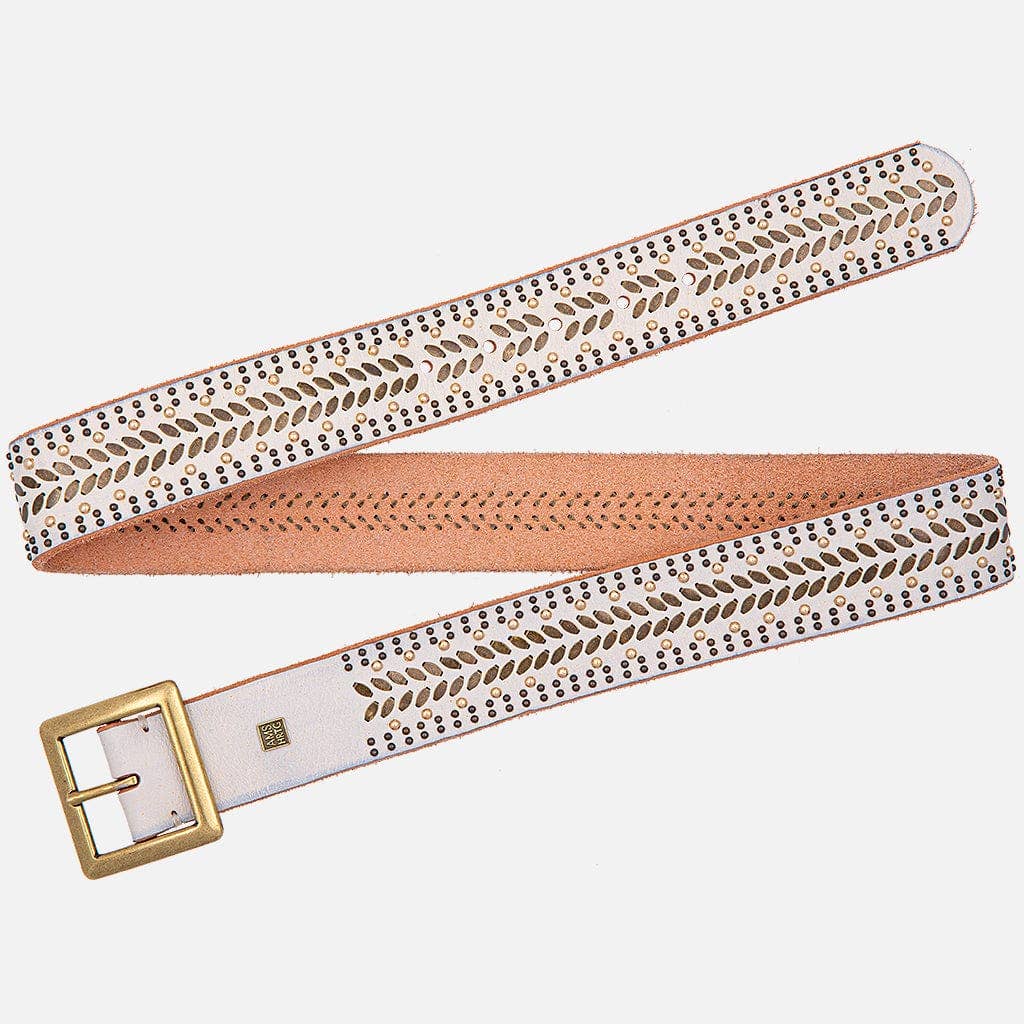 Ezra | Gold and Silver Buckle Square Studded Leather Belt
