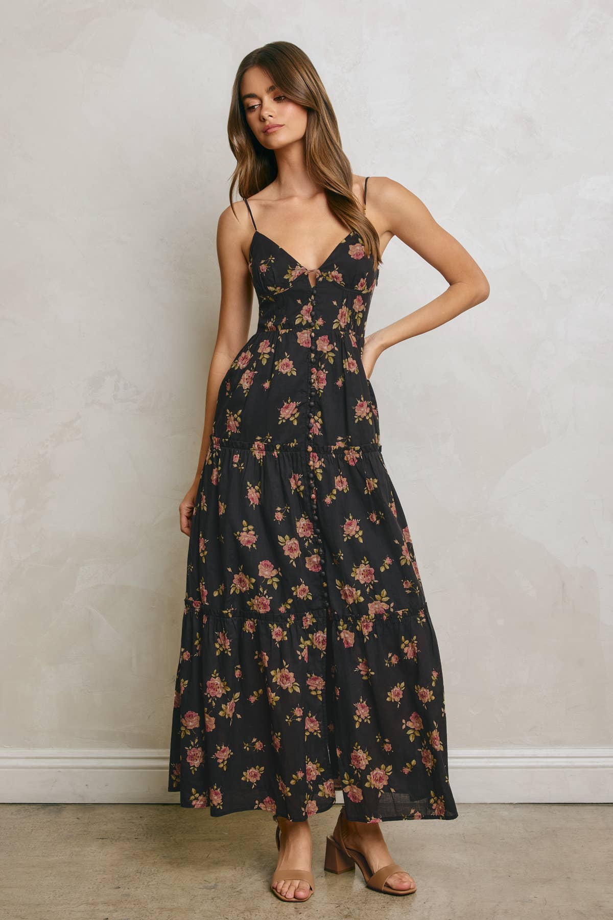 Floral Corset Tiered Maxi Dress