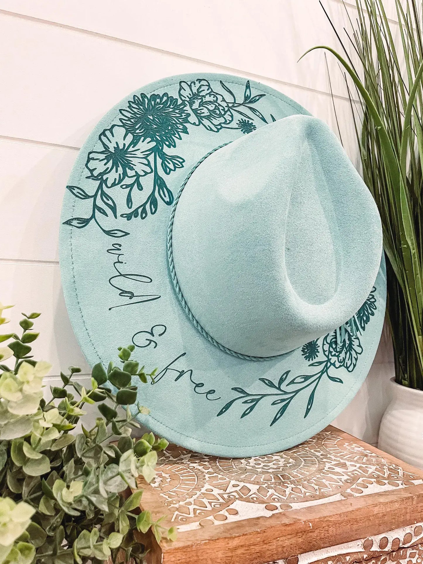 Floral Engraved Boho Hat - Gray
