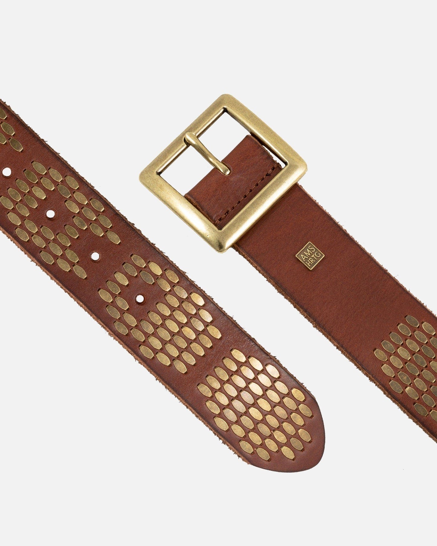 Gaia | Gold and Silver Square Buckle Stud Leather Belt Women