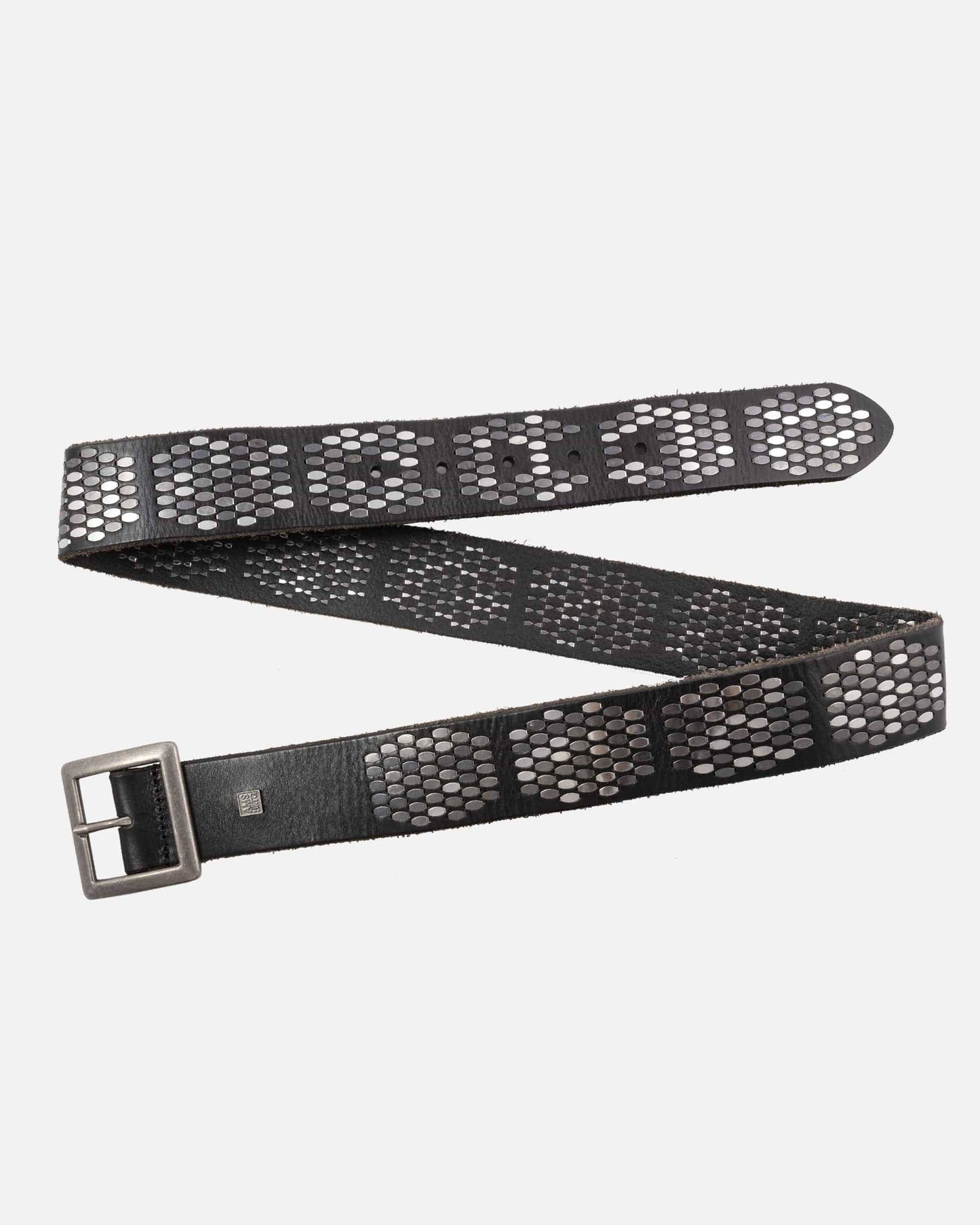 Gaia | Gold and Silver Square Buckle Stud Leather Belt Women