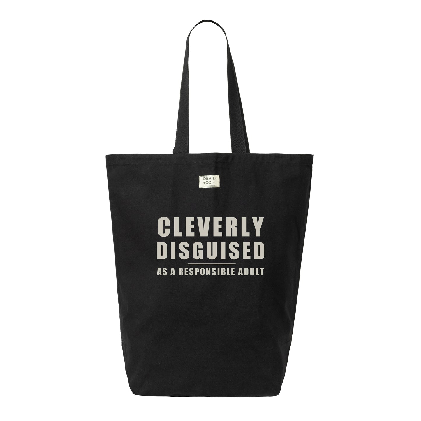 Cleverly Disguised As Responsible Adult - Canvas Tote Bag w/ Pocket