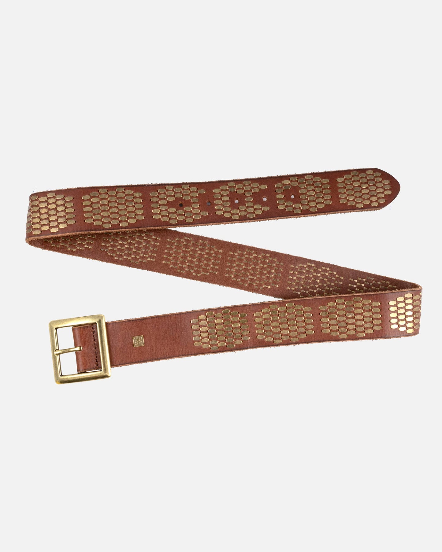Gaia | Gold and Silver Square Buckle Stud Leather Belt Women