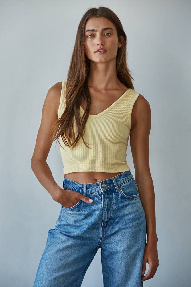 Seamless U/V Neck Sleeveless Reversible Tank
