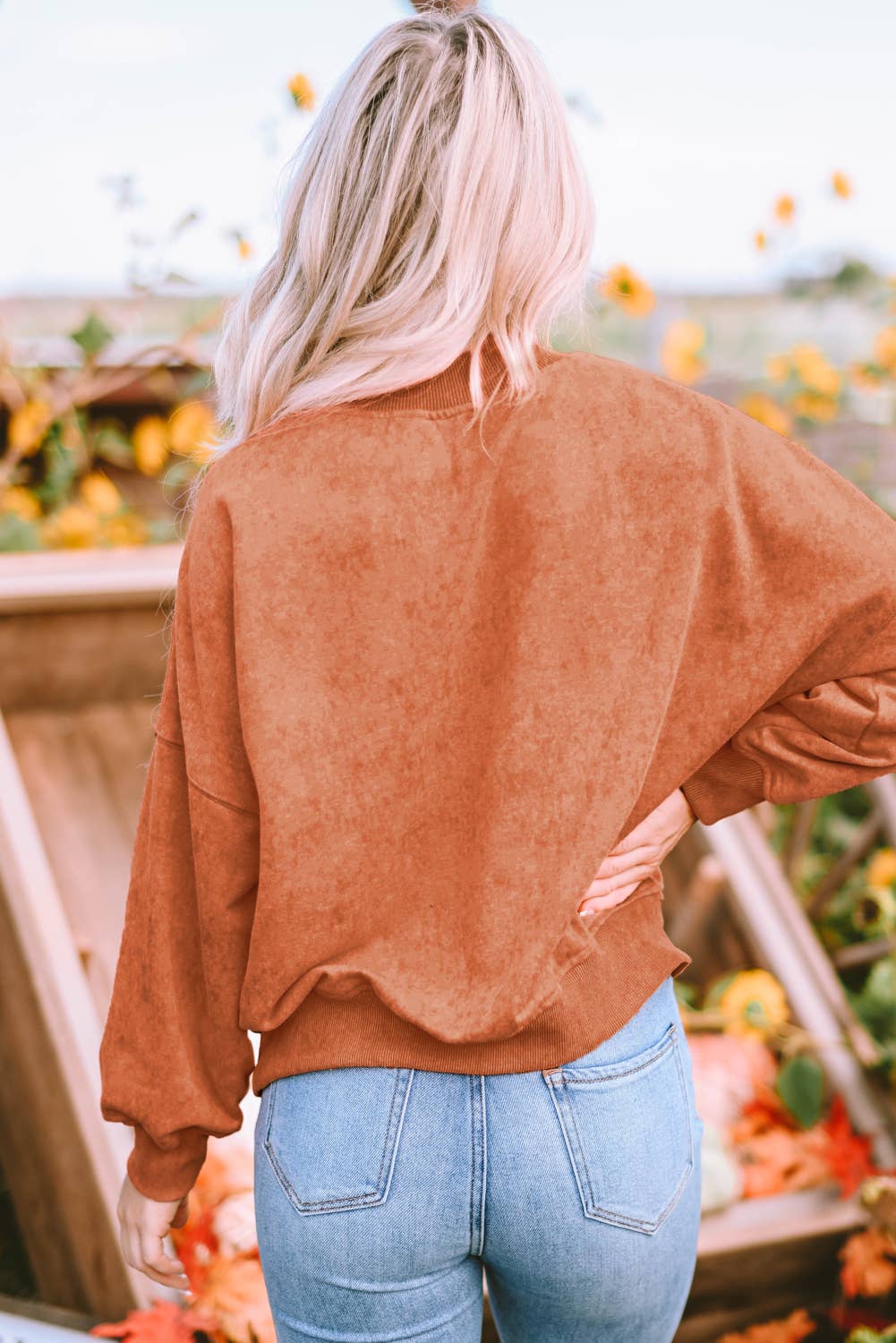 Drop Shoulder Crew Neck Pullover Vintage Look Sweatshirt