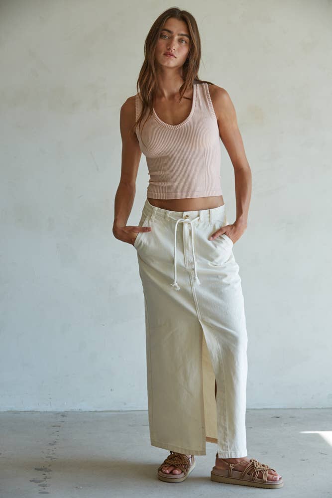 Seamless Knit Ribbed V-Neck Tank