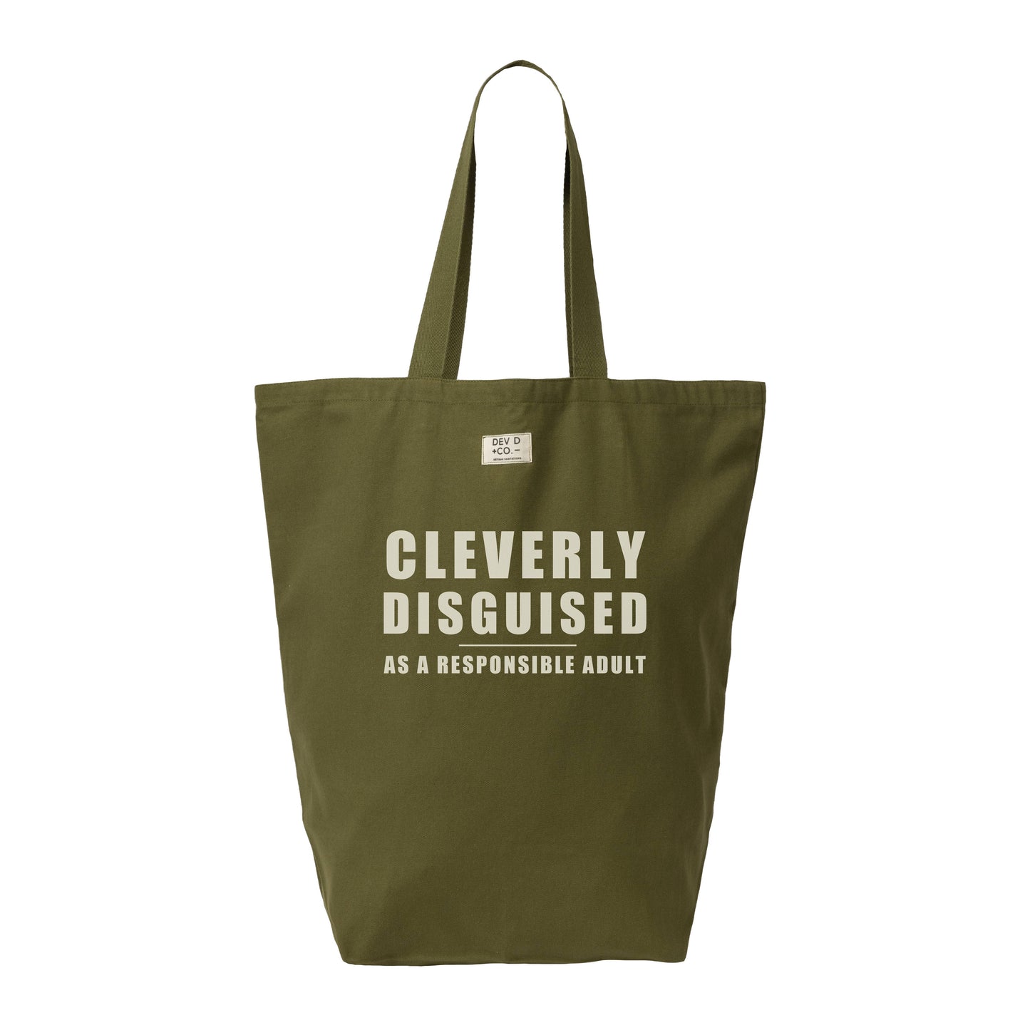 Cleverly Disguised As Responsible Adult - Canvas Tote Bag w/ Pocket