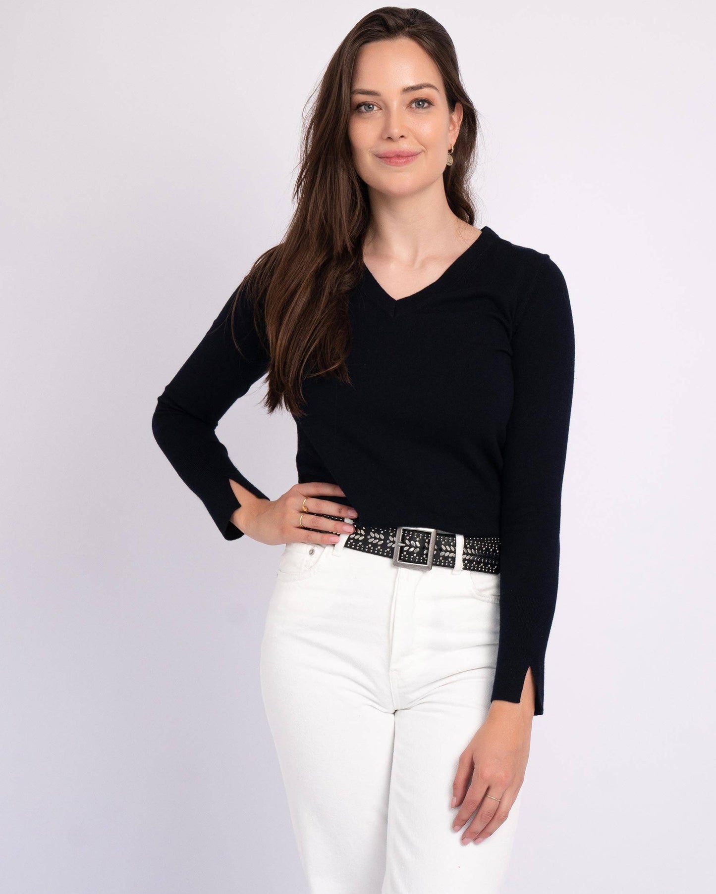 Ezra | Gold and Silver Buckle Square Studded Leather Belt