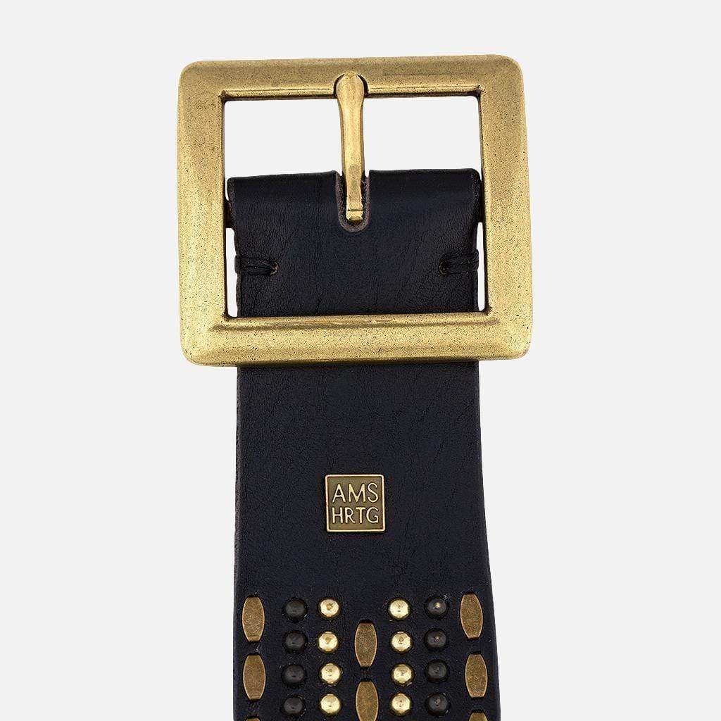 Daya | Studded Leather Belt - Black Embellished Belt