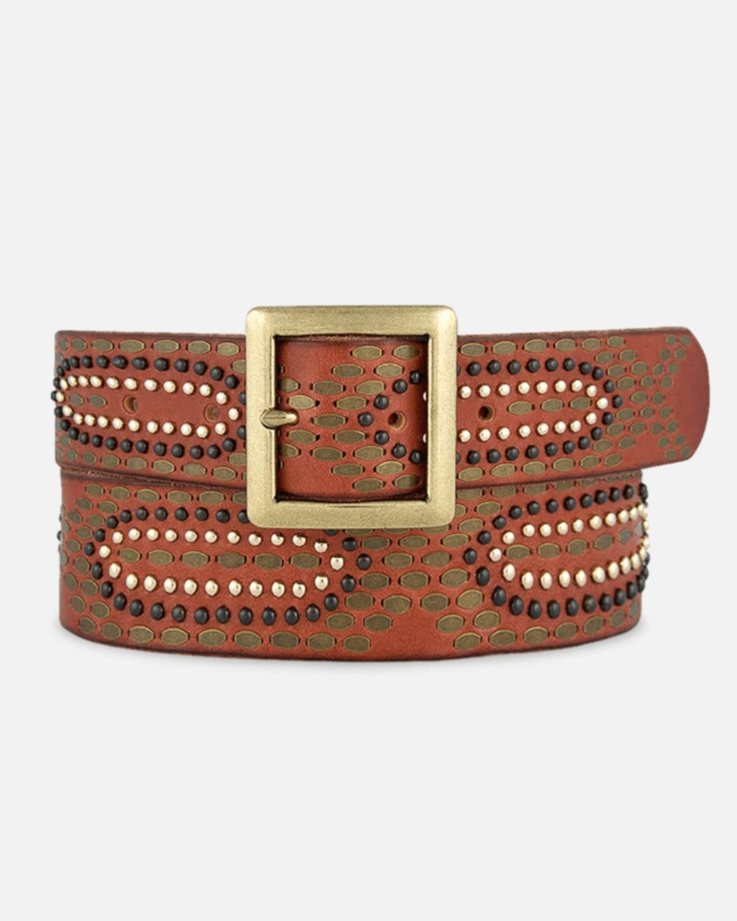 Daya | Studded Leather Belt - Black Embellished Belt