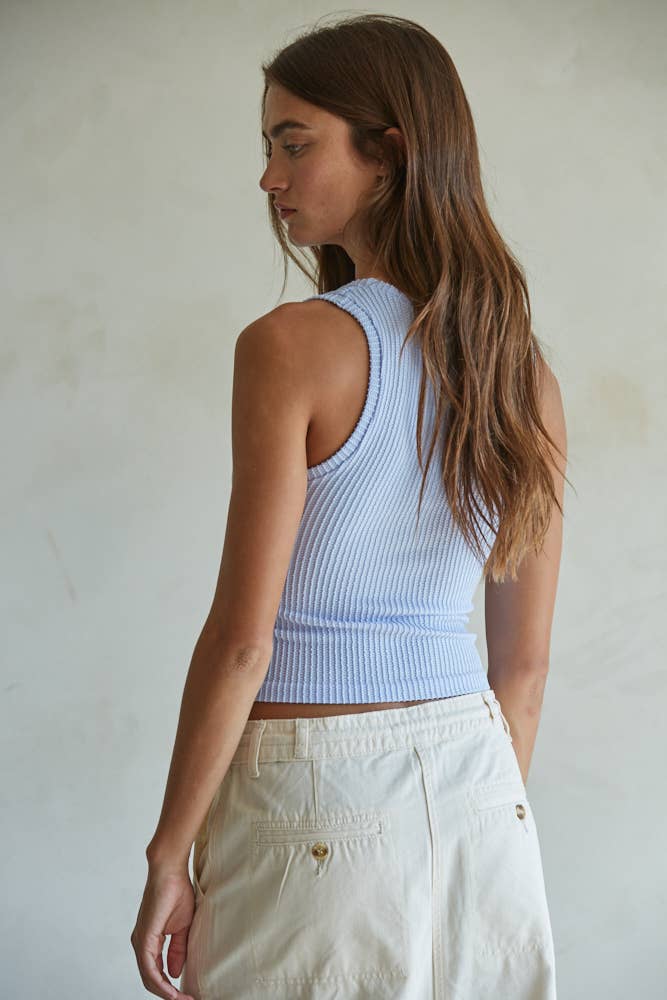 Seamless Knit Ribbed V-Neck Tank