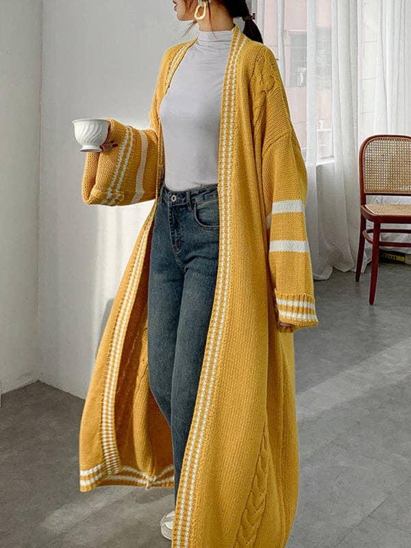 Urban Loose Contrast Color Striped Cardigan