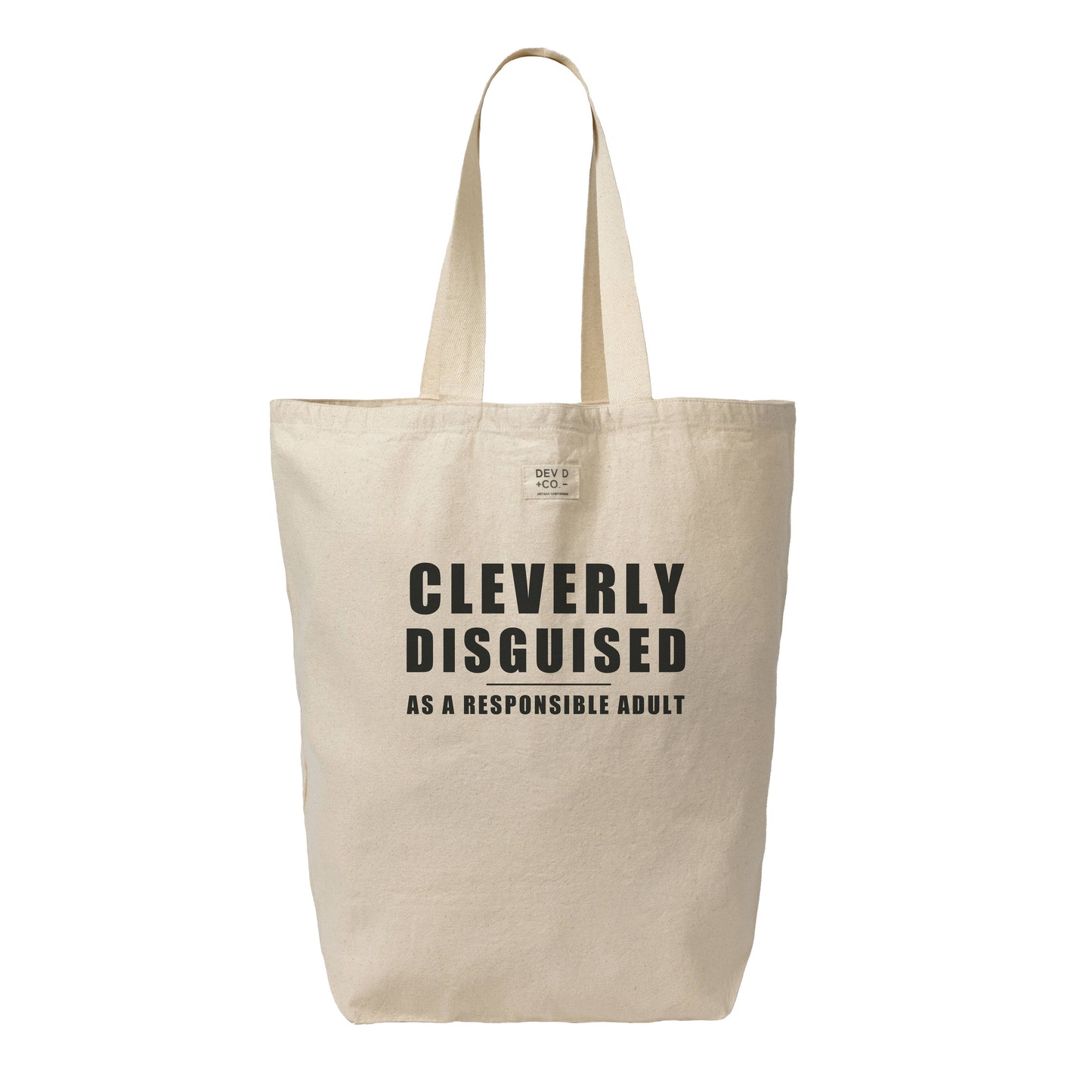 Cleverly Disguised As Responsible Adult - Canvas Tote Bag w/ Pocket