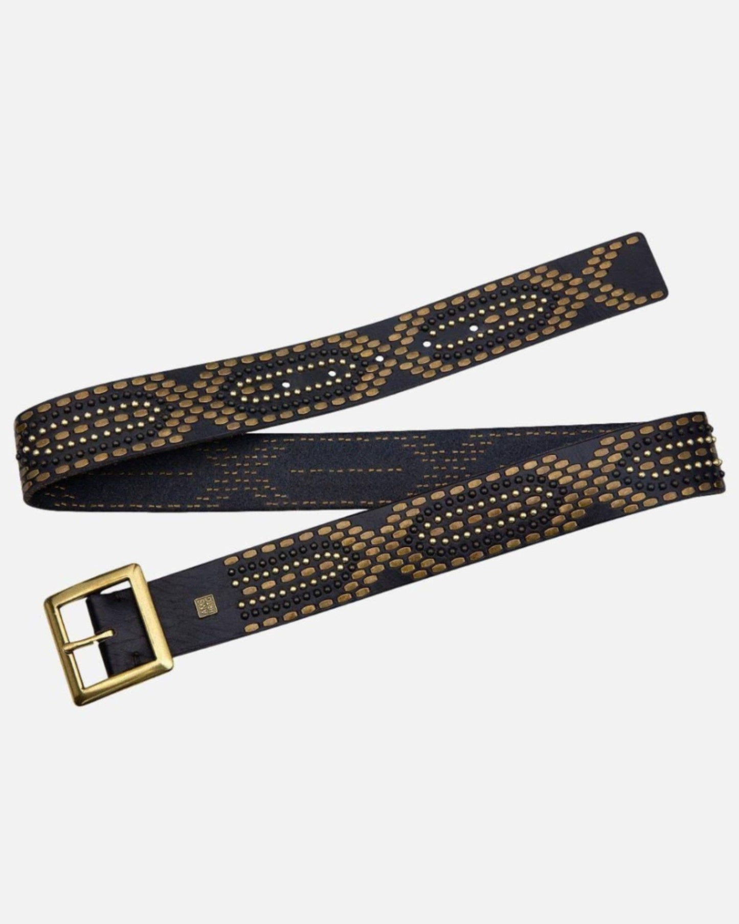 Daya | Studded Leather Belt - Black Embellished Belt