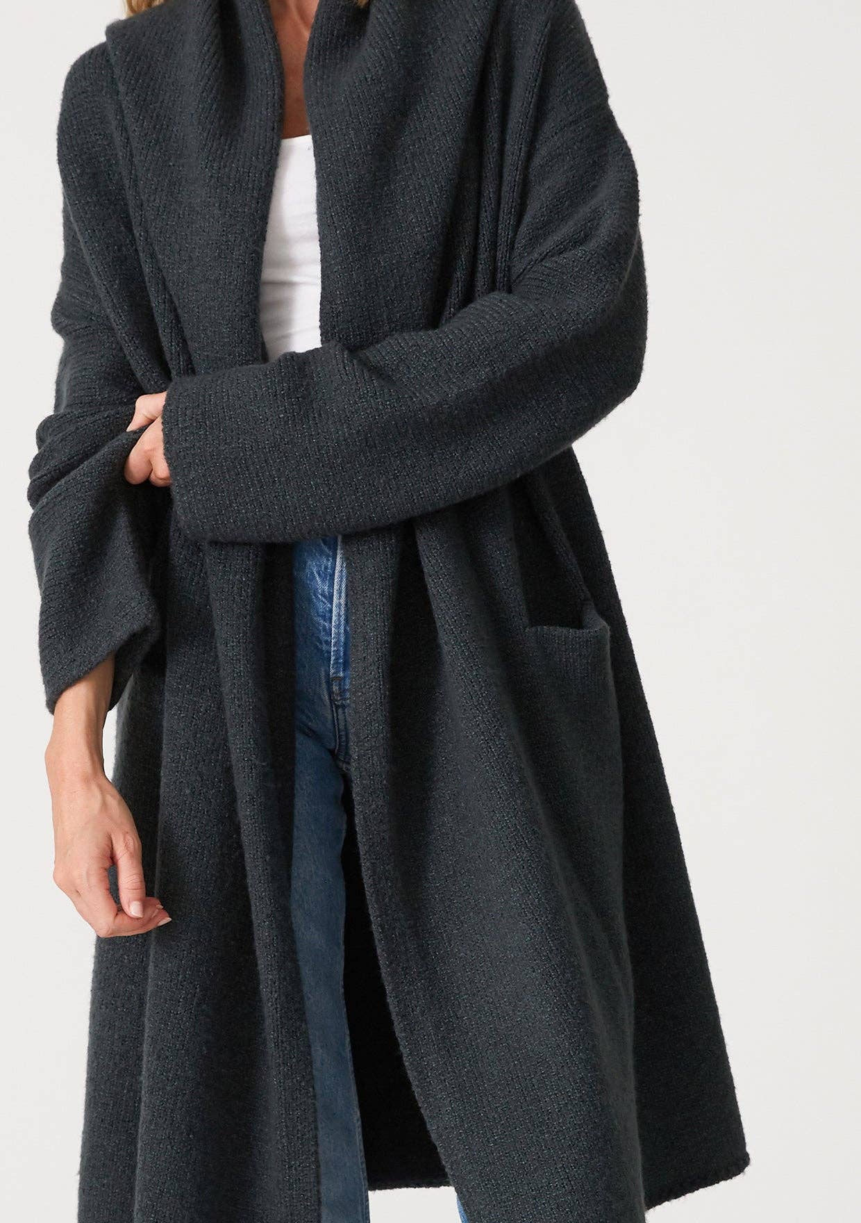 Cozy Oversized Hooded Cardigan W/Pockets