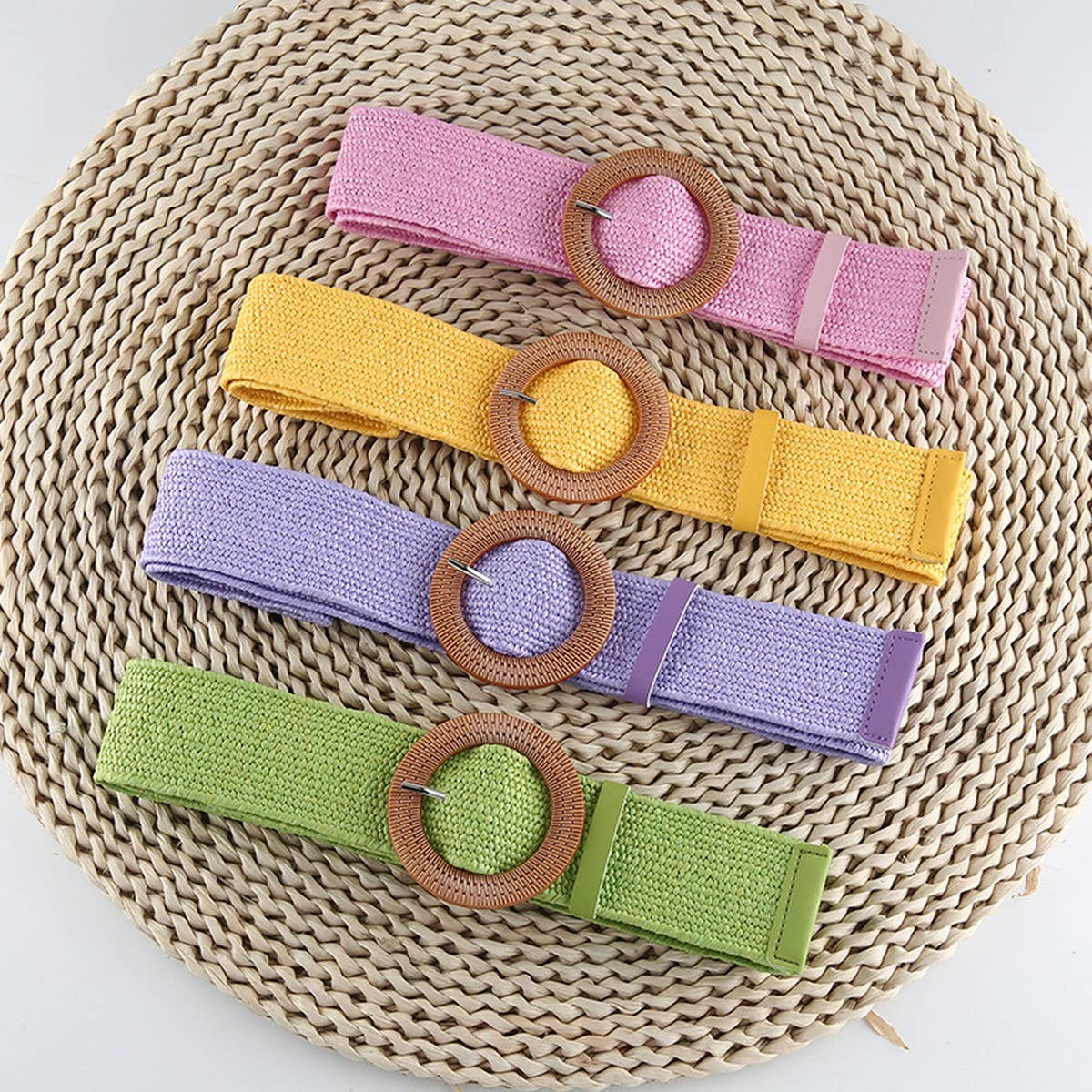 BRAIDED ROUND BUCKLE BELTS - O/S