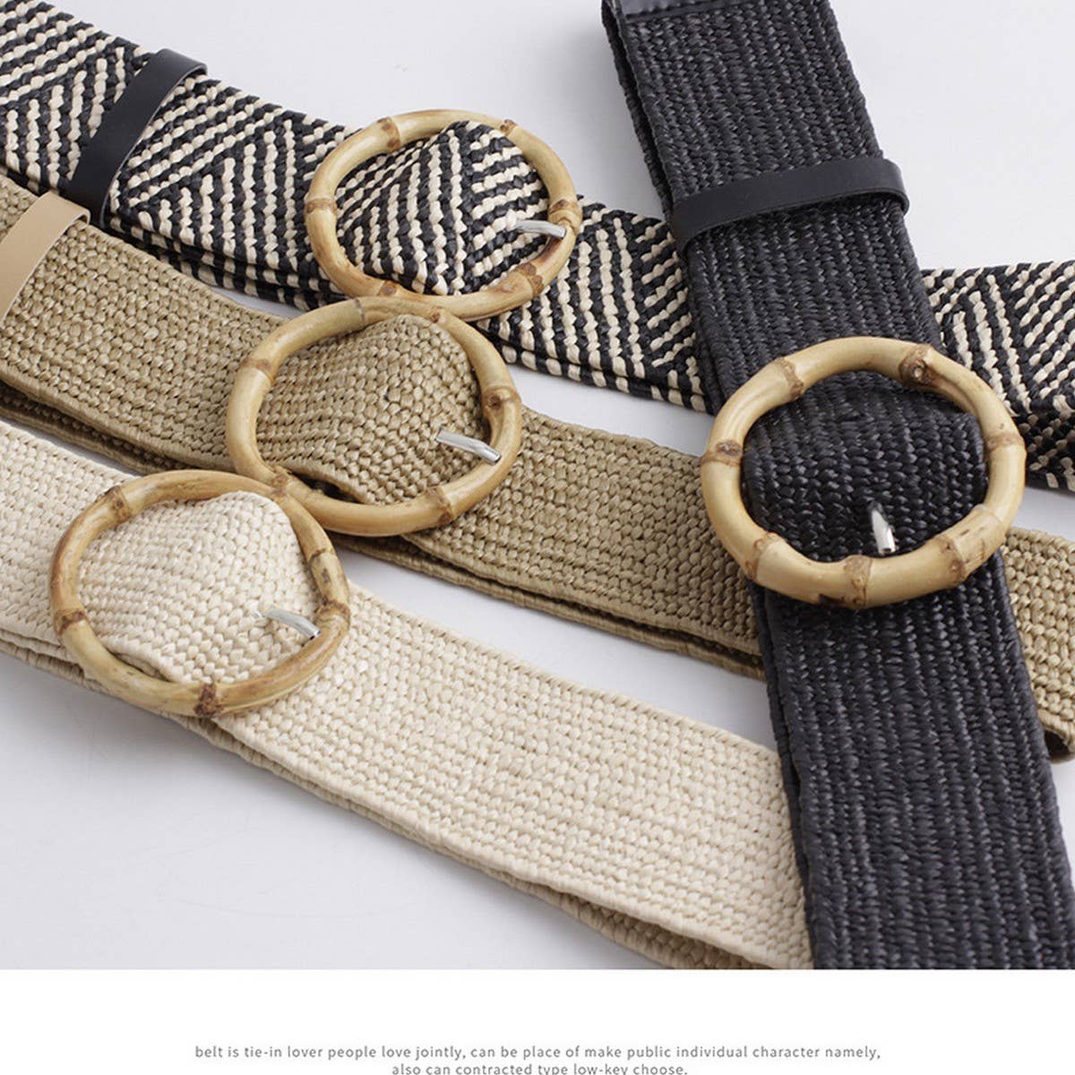 ROUND WOODEN BUCKLE BELT - O/S