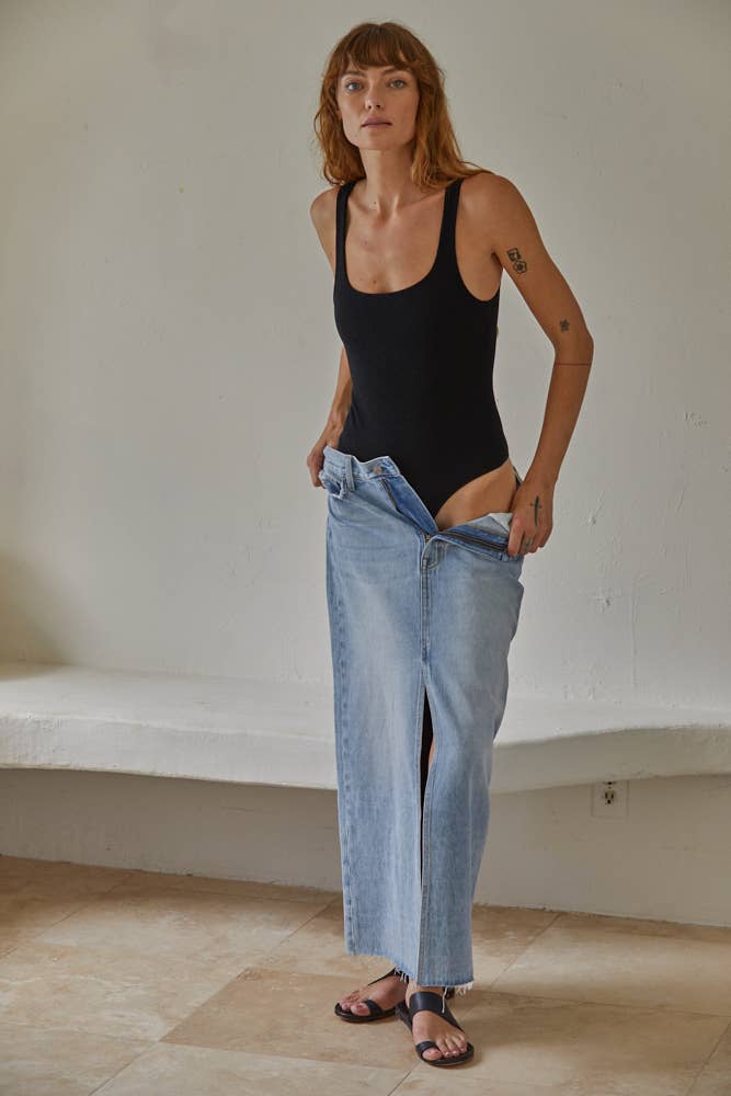 Seamless Ribbed Double Layered Square Bodysuit