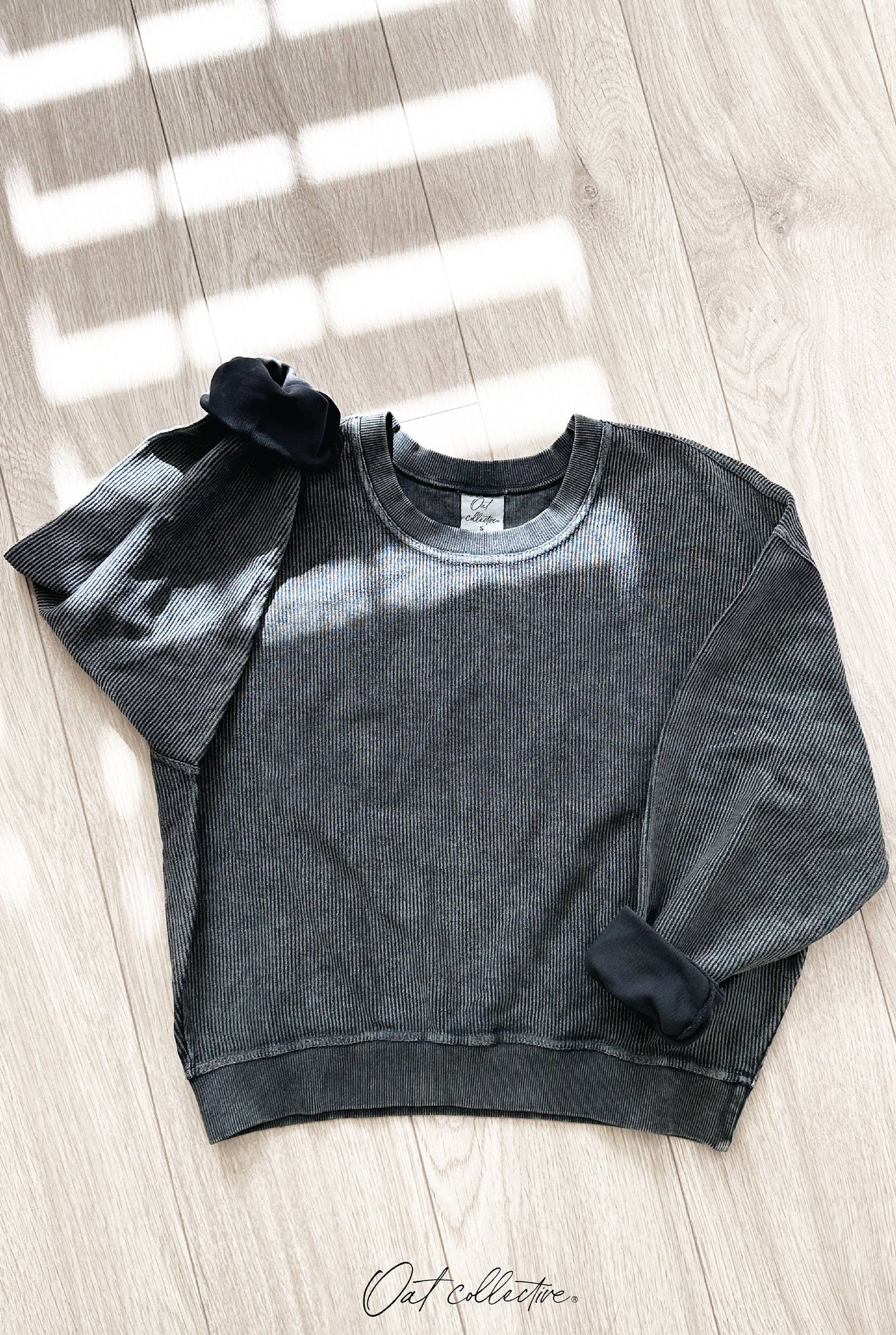 Cropped Thermal Vintage Pullover Latte