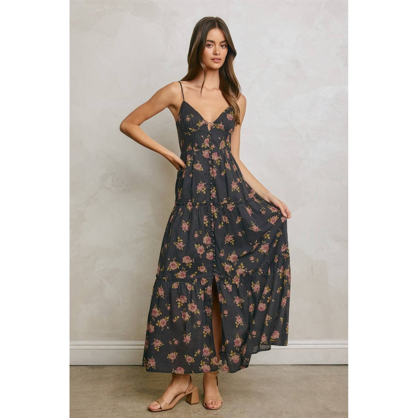Floral Corset Tiered Maxi Dress