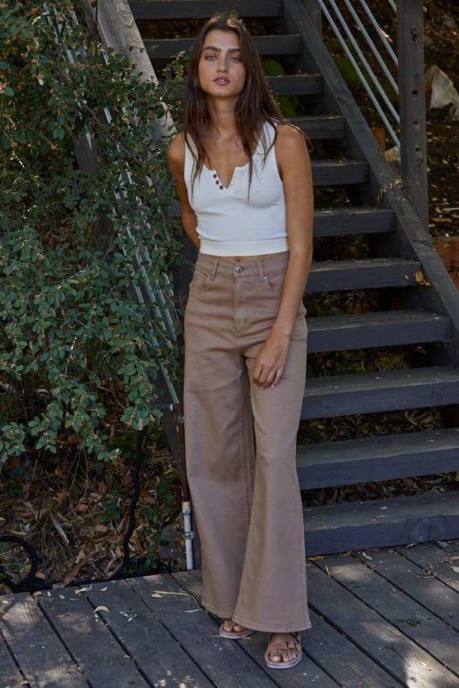 Comfy Button Detail Crop Top