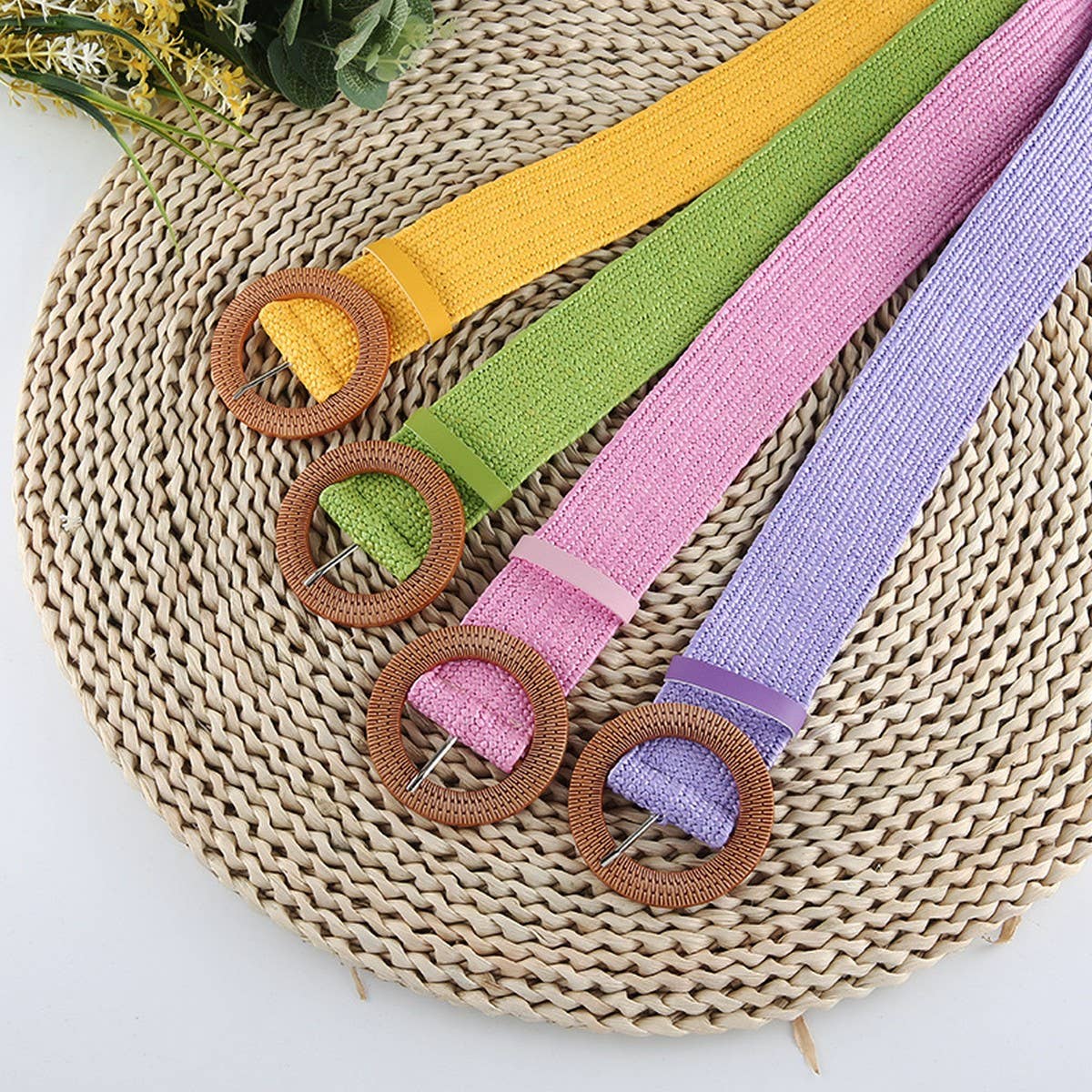BRAIDED ROUND BUCKLE BELTS - O/S