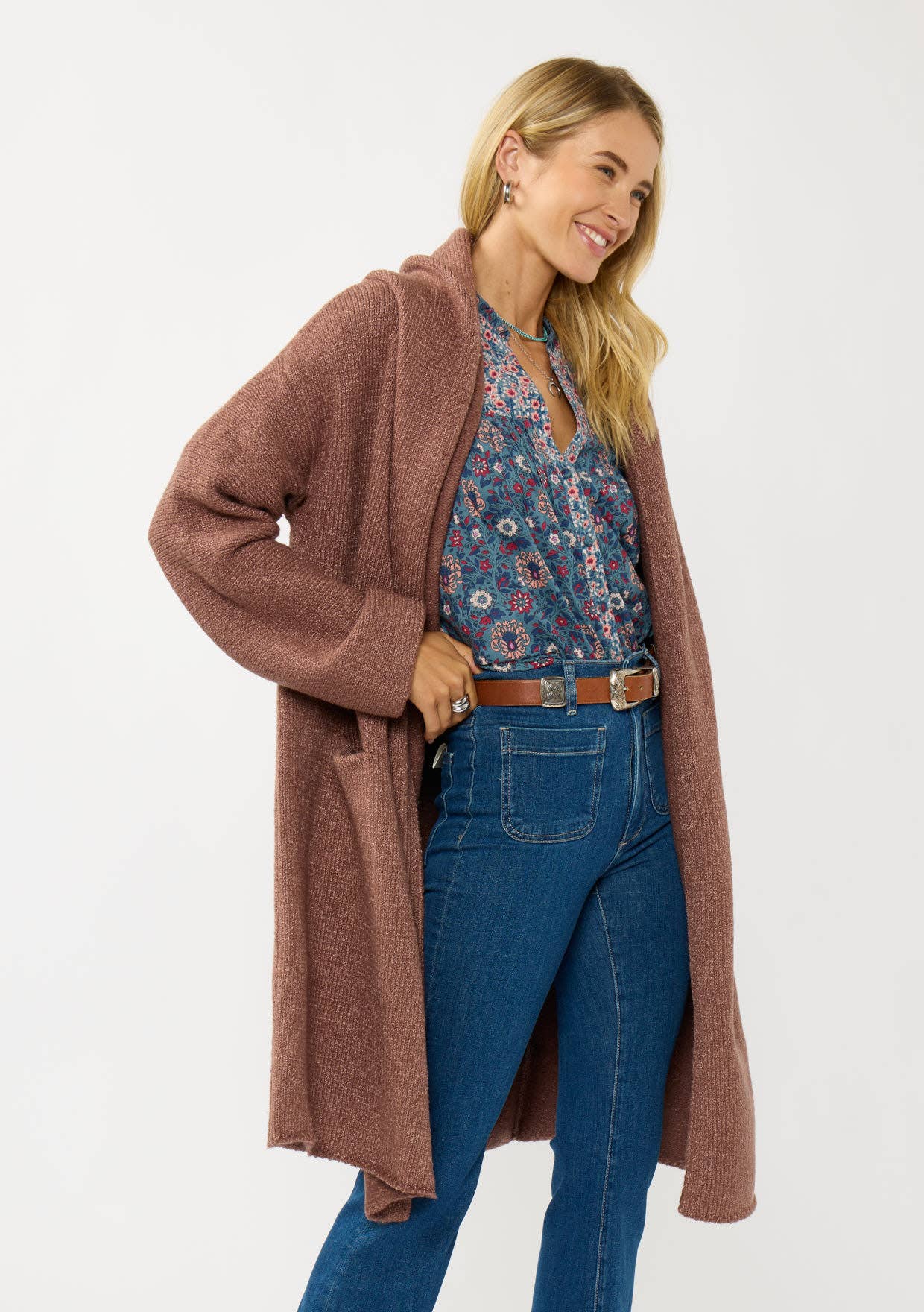 Cozy Oversized Hooded Cardigan W/Pockets