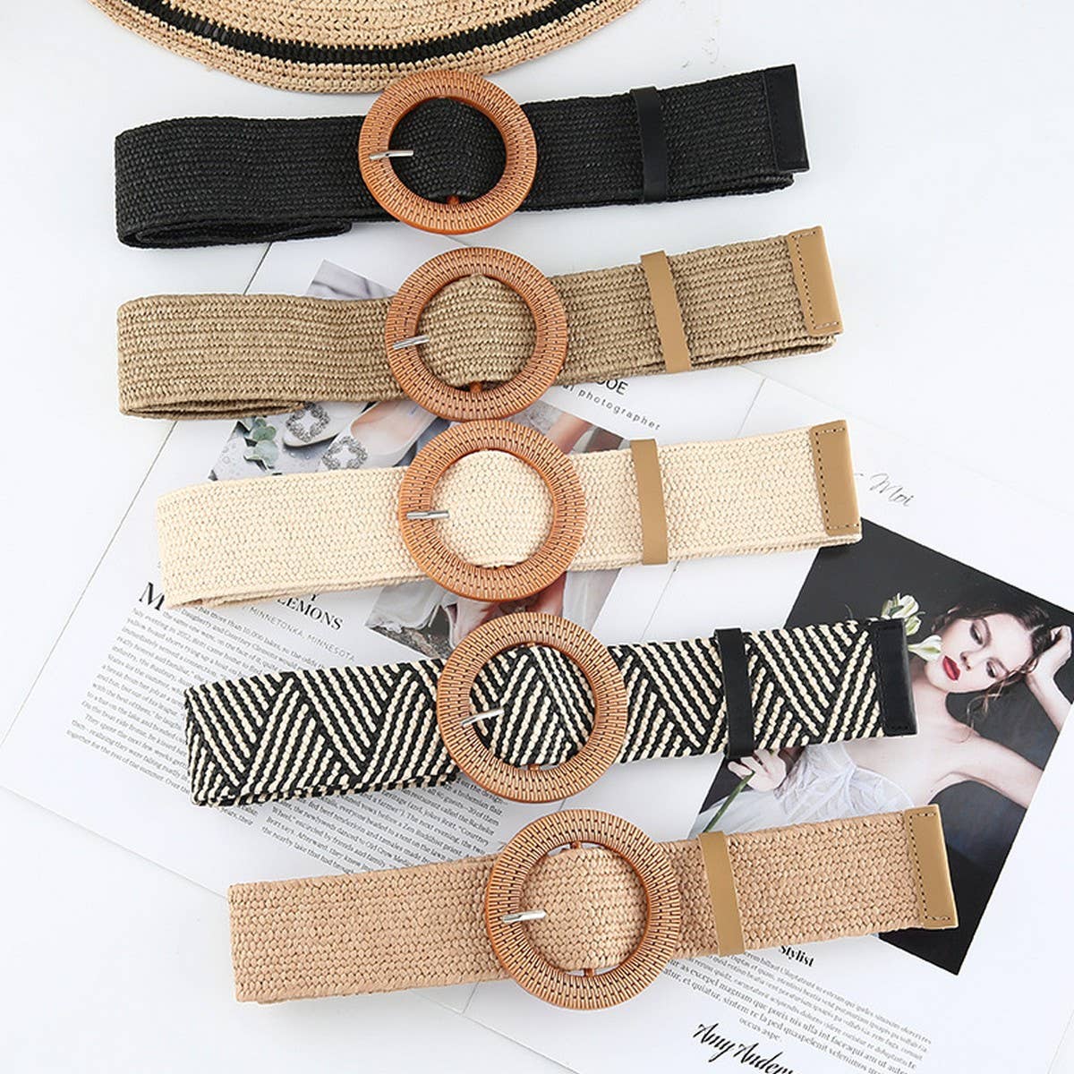 BRAIDED ROUND BUCKLE BELTS - O/S
