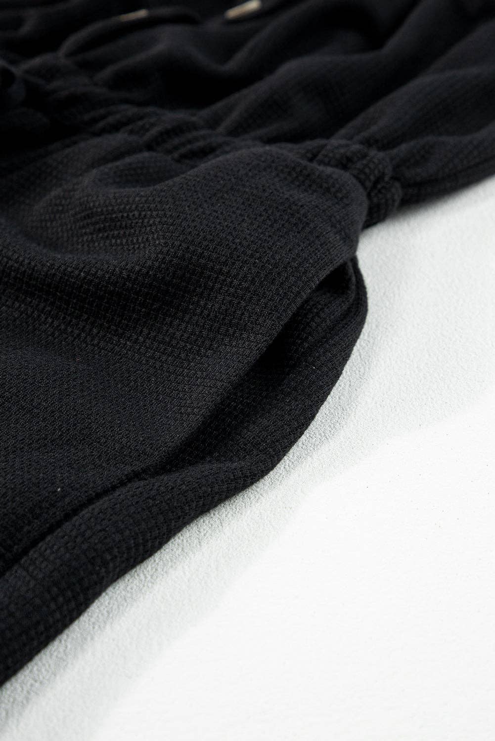 Knotted Straps Button Textured Drawstring Jumpsuit