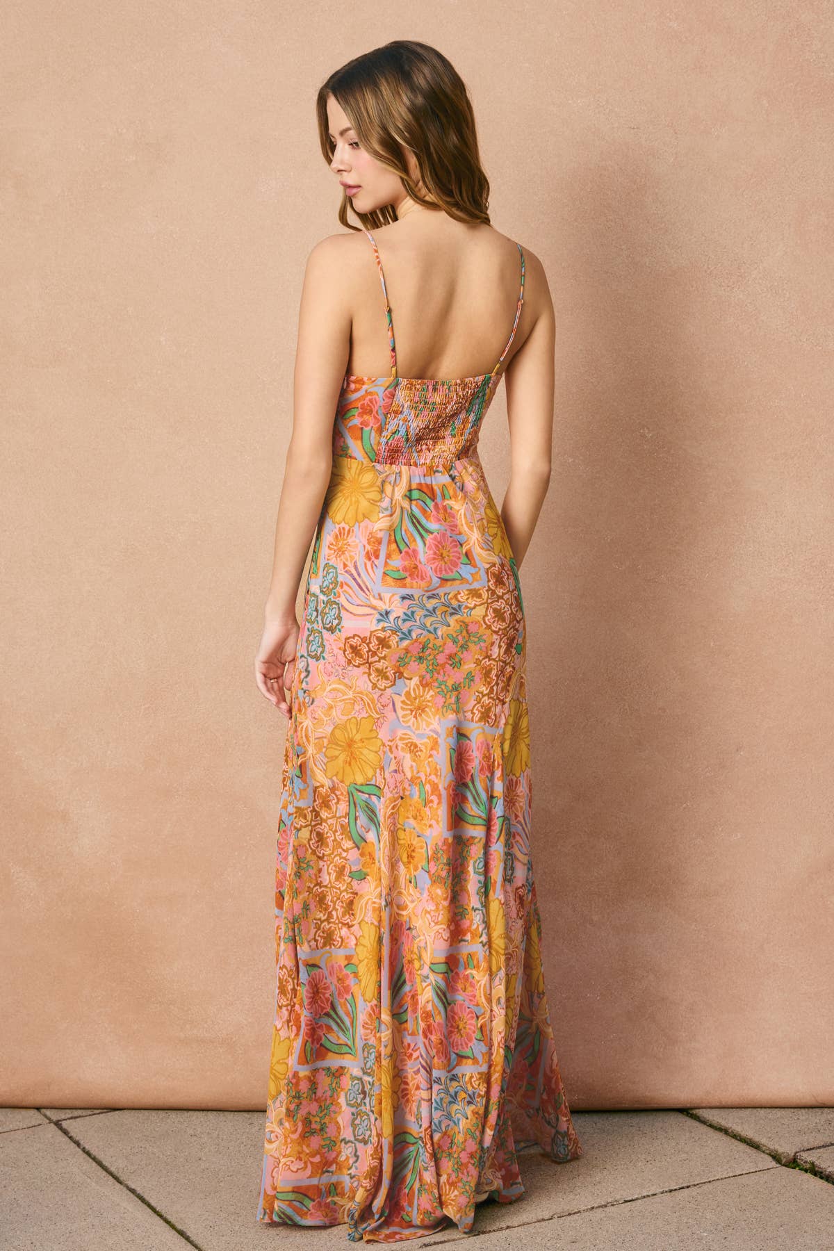 Paisley Frilly Hem Maxi Dress
