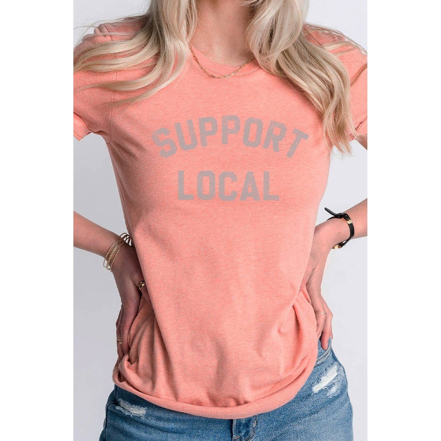 Distressed Support Local Graphic T-Shirt - Black