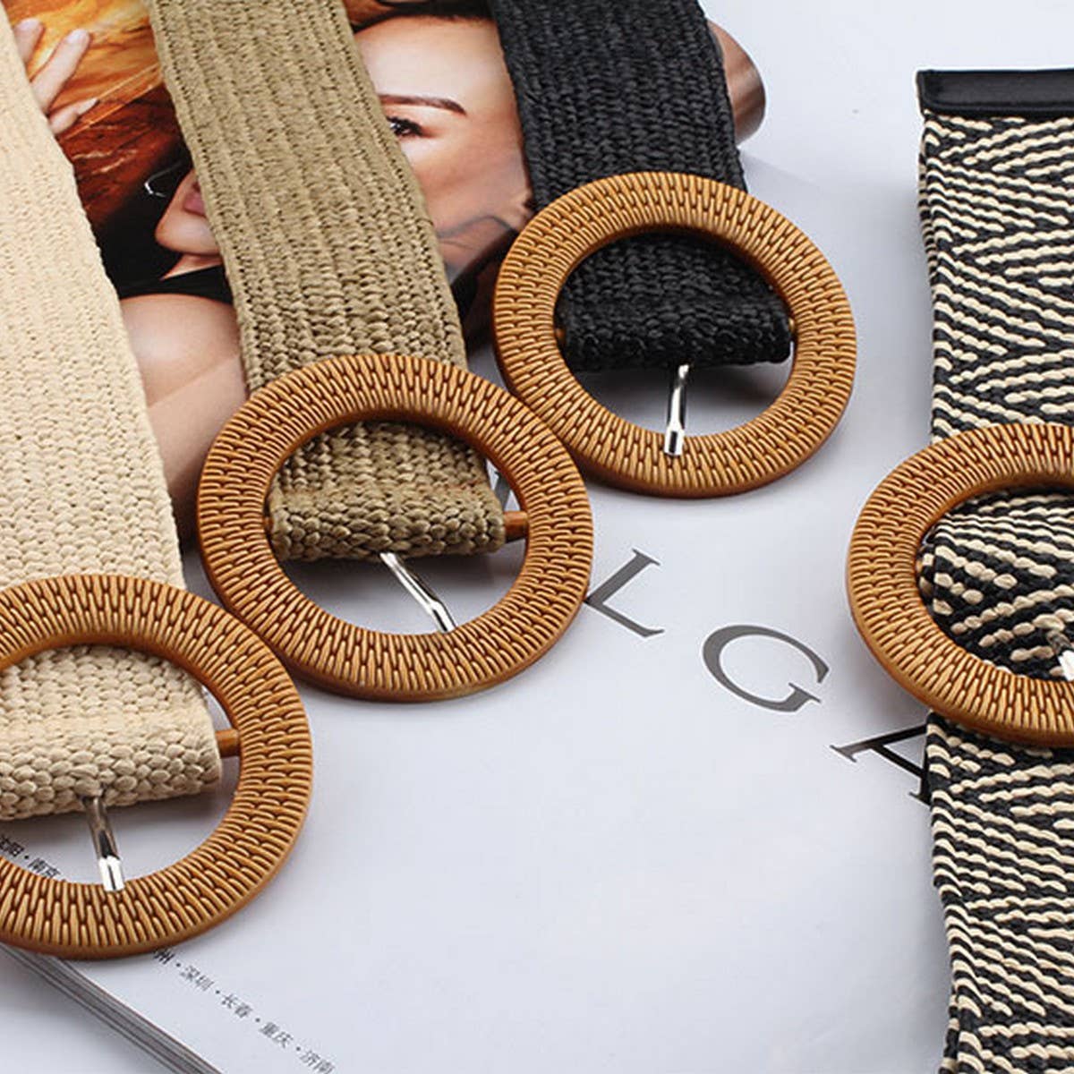 BRAIDED ROUND BUCKLE BELTS - O/S