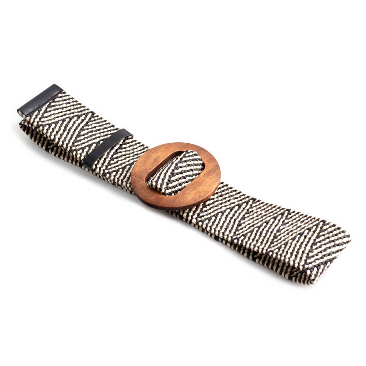 ROUND WOODEN BUCKLE BELT - O/S