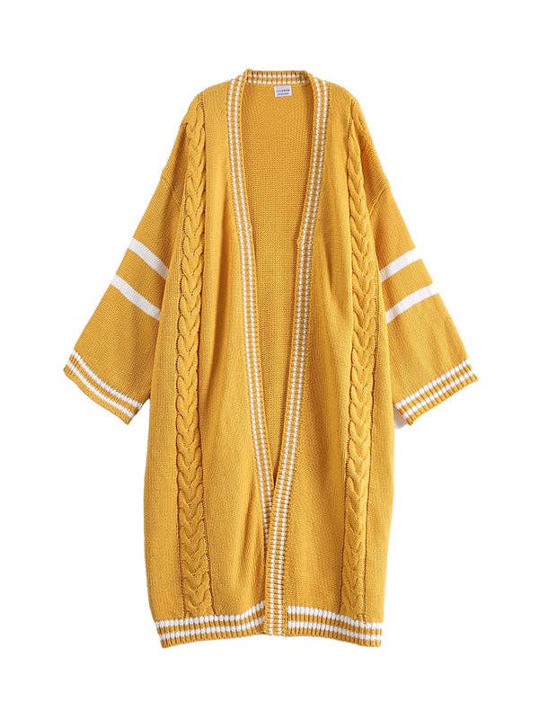 Urban Loose Contrast Color Striped Cardigan