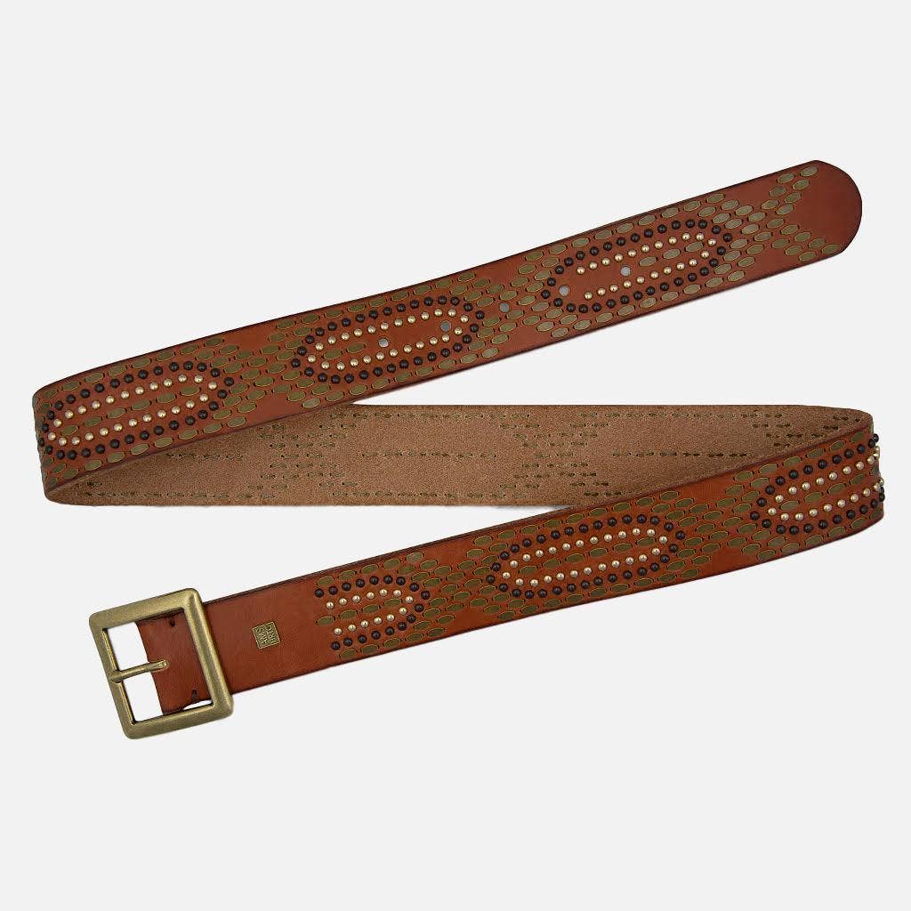 Daya | Studded Leather Belt - Black Embellished Belt