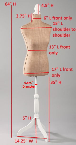 Linen & Burlap Floor or Tabletop Body Forms - Fiberglass