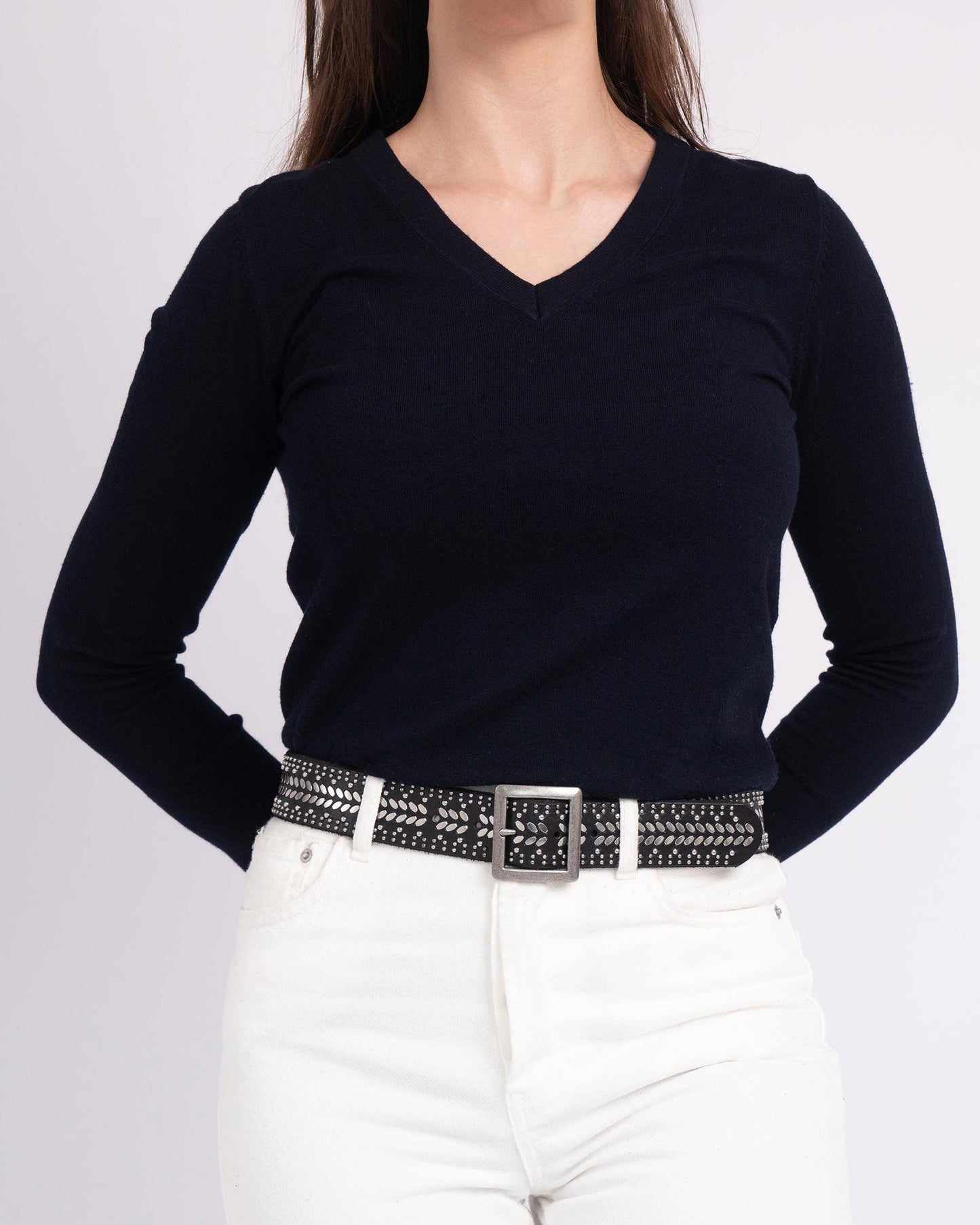 Ezra | Gold and Silver Buckle Square Studded Leather Belt