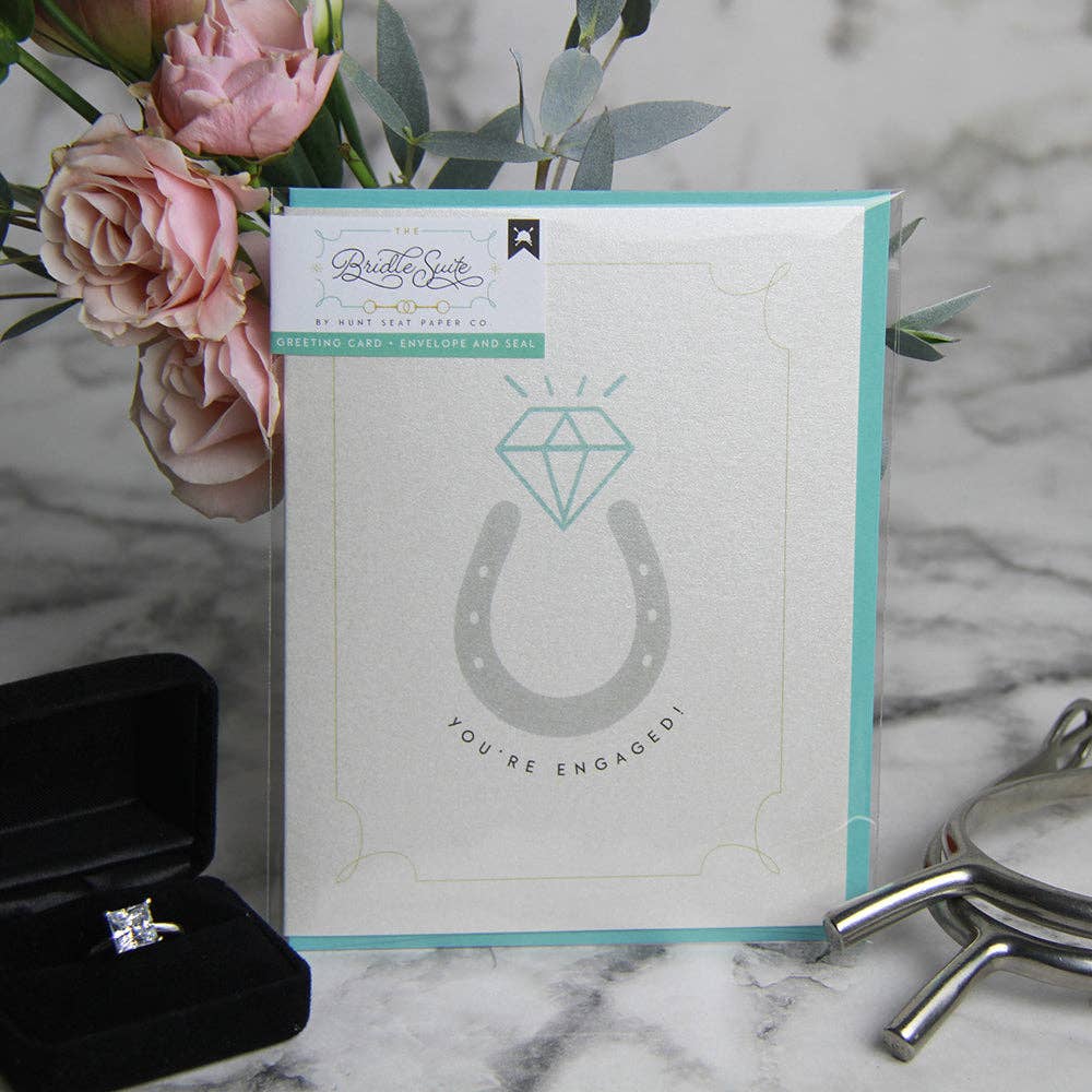 You're Engaged Equestrian Wedding Engagement - Greeting Card