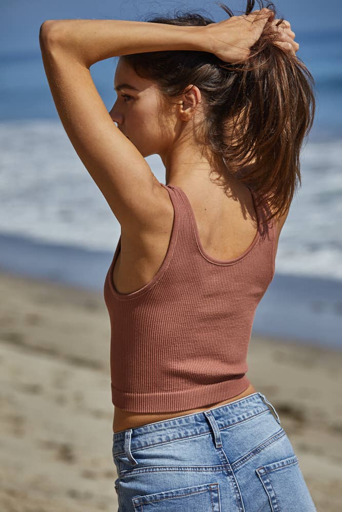 Comfy Button Detail Crop Top