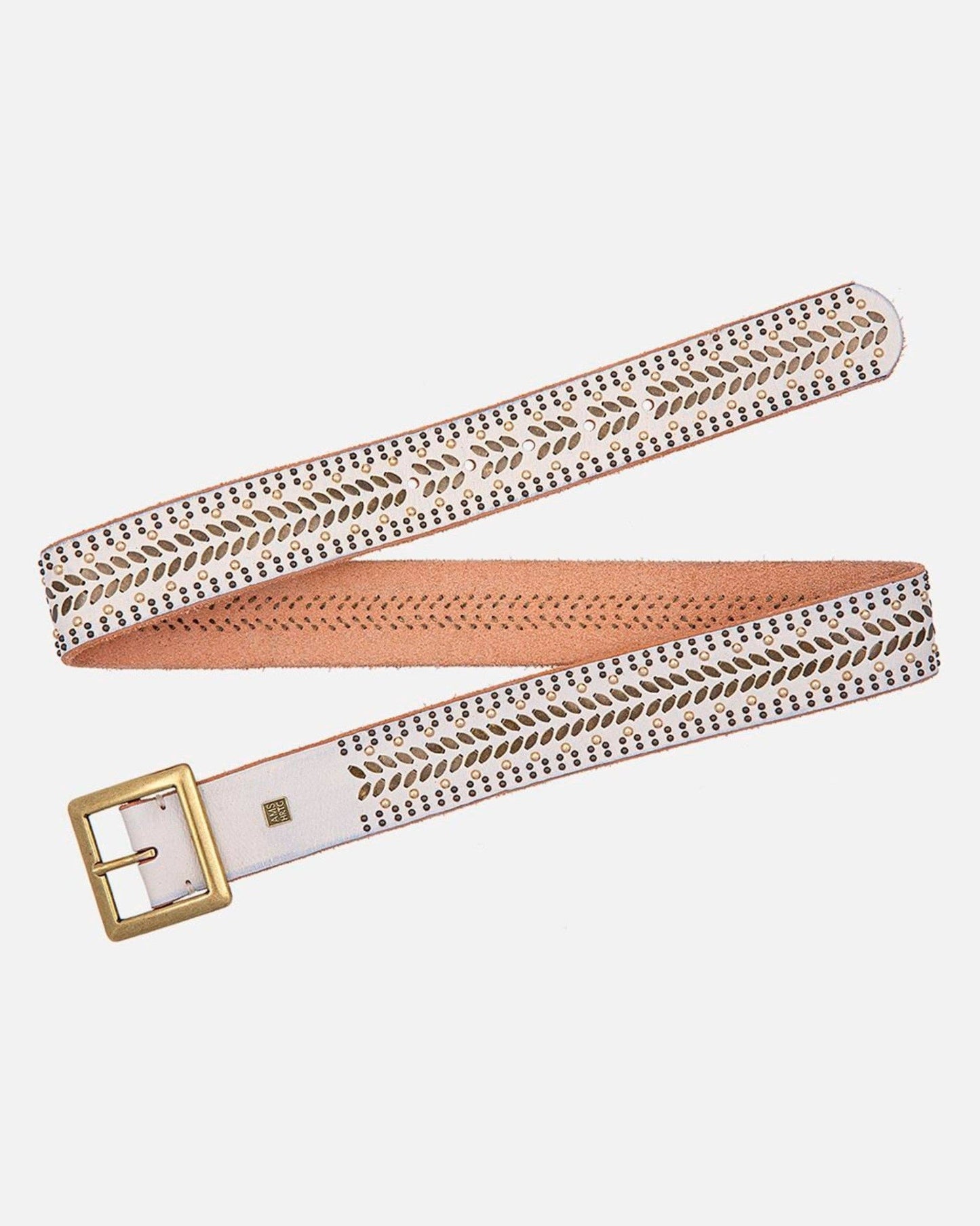 Ezra | Gold and Silver Buckle Square Studded Leather Belt