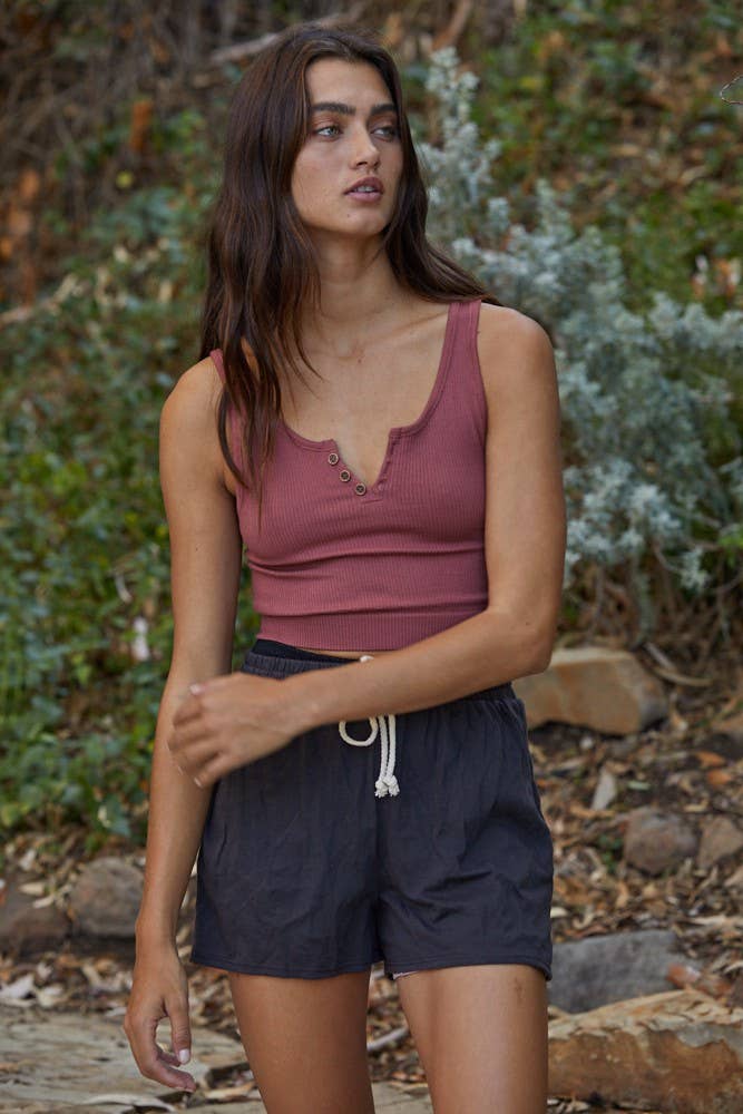 Comfy Button Detail Crop Top