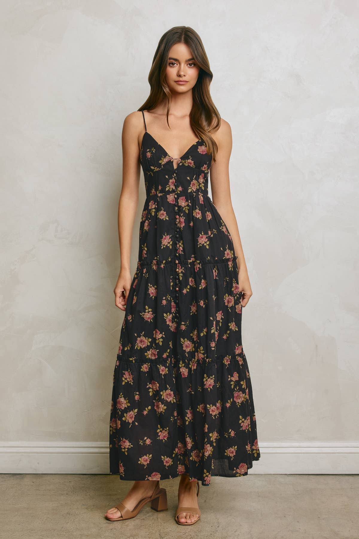 Floral Corset Tiered Maxi Dress