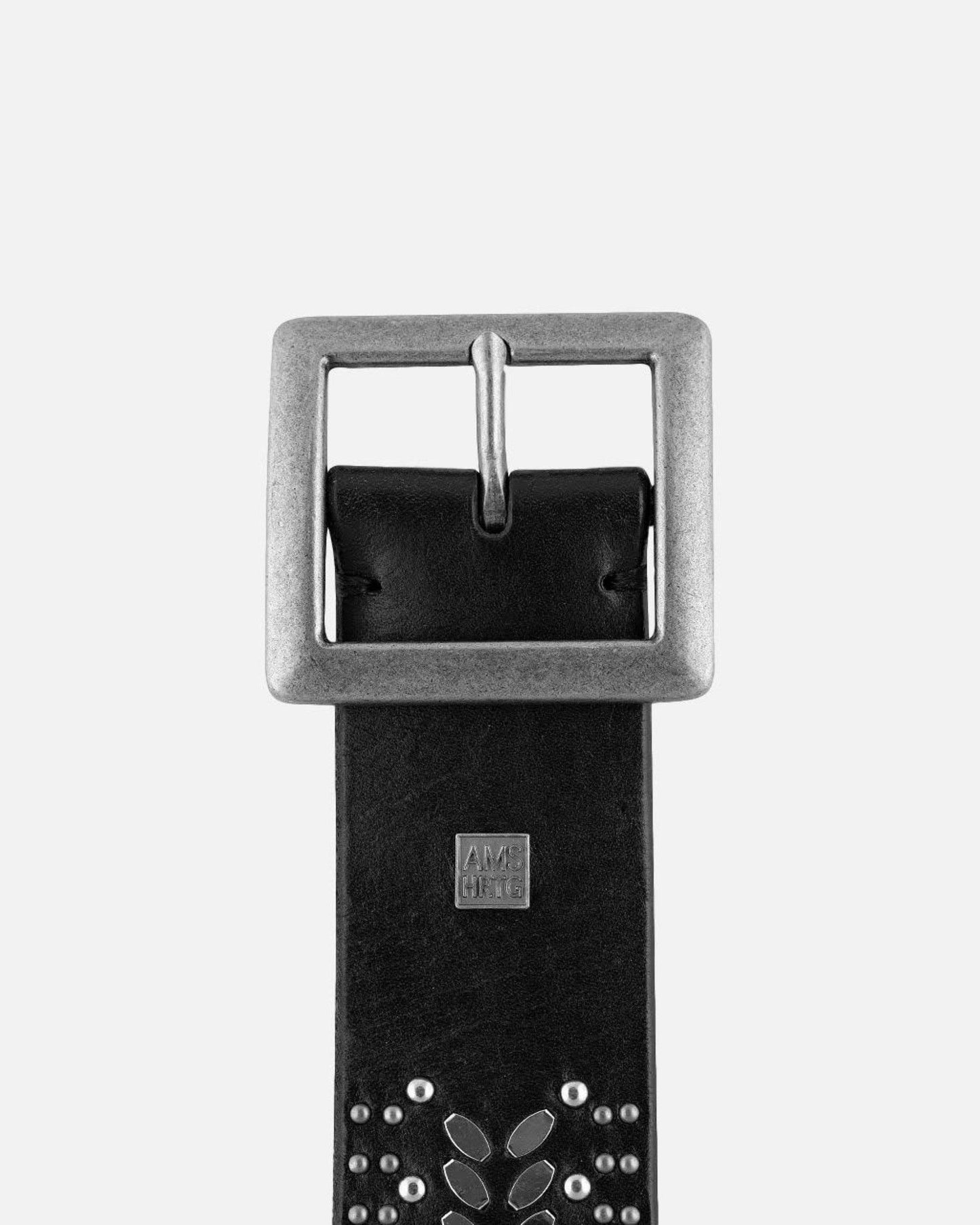 Ezra | Gold and Silver Buckle Square Studded Leather Belt