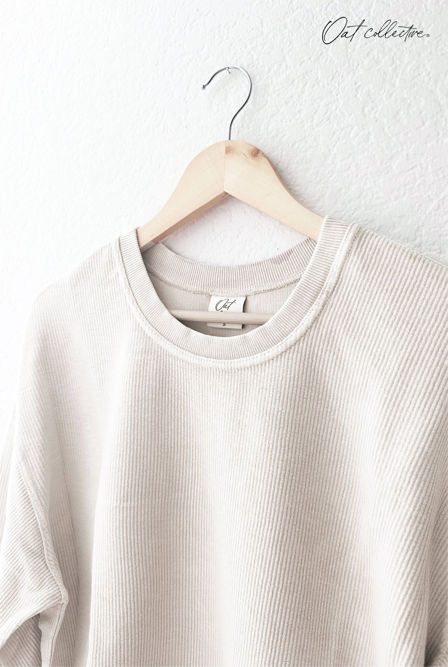 Cropped Thermal Vintage Pullover Latte