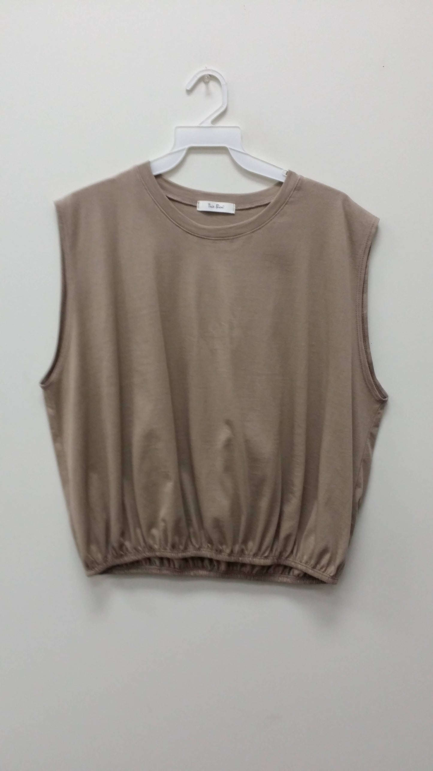 Round neck crop cinched bottom top